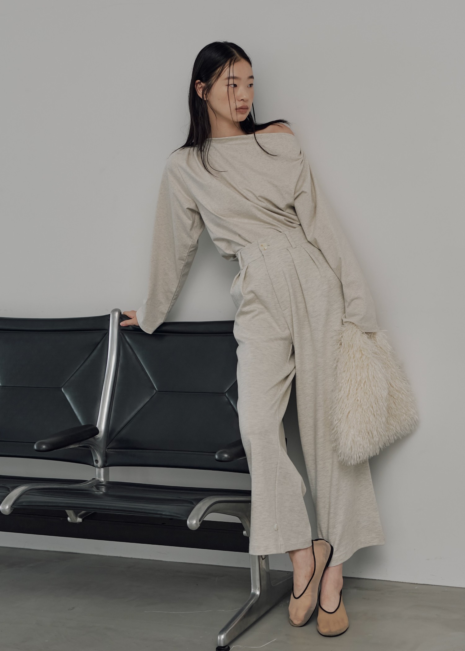 asymmetry drape neck tops