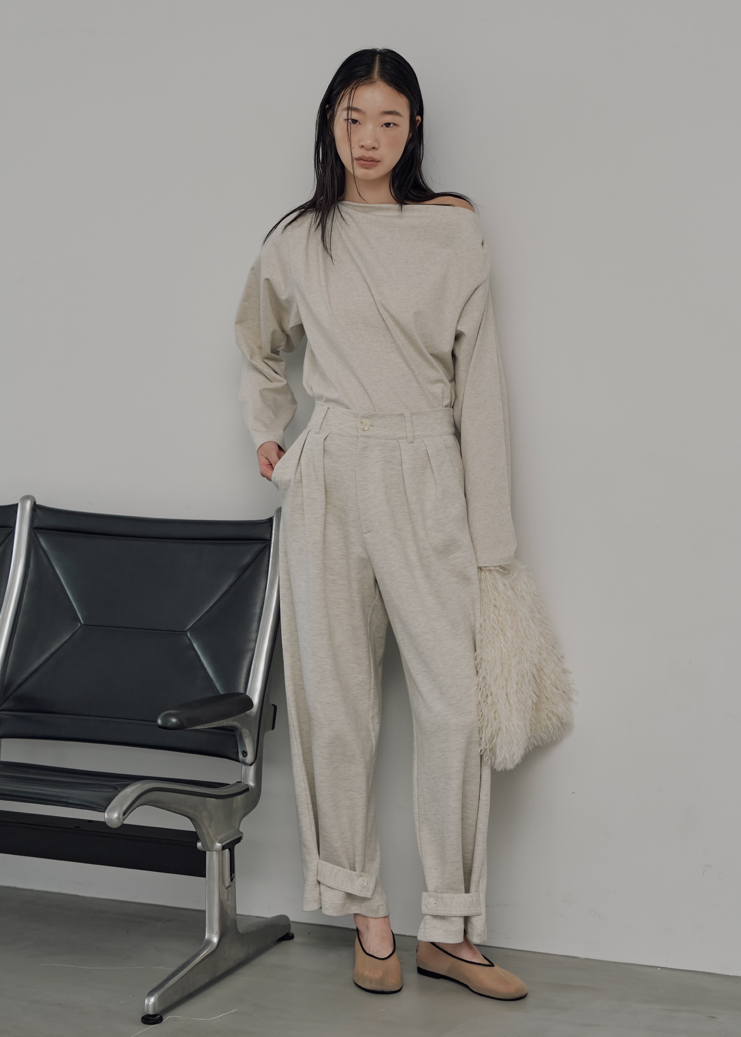 asymmetry drape neck tops