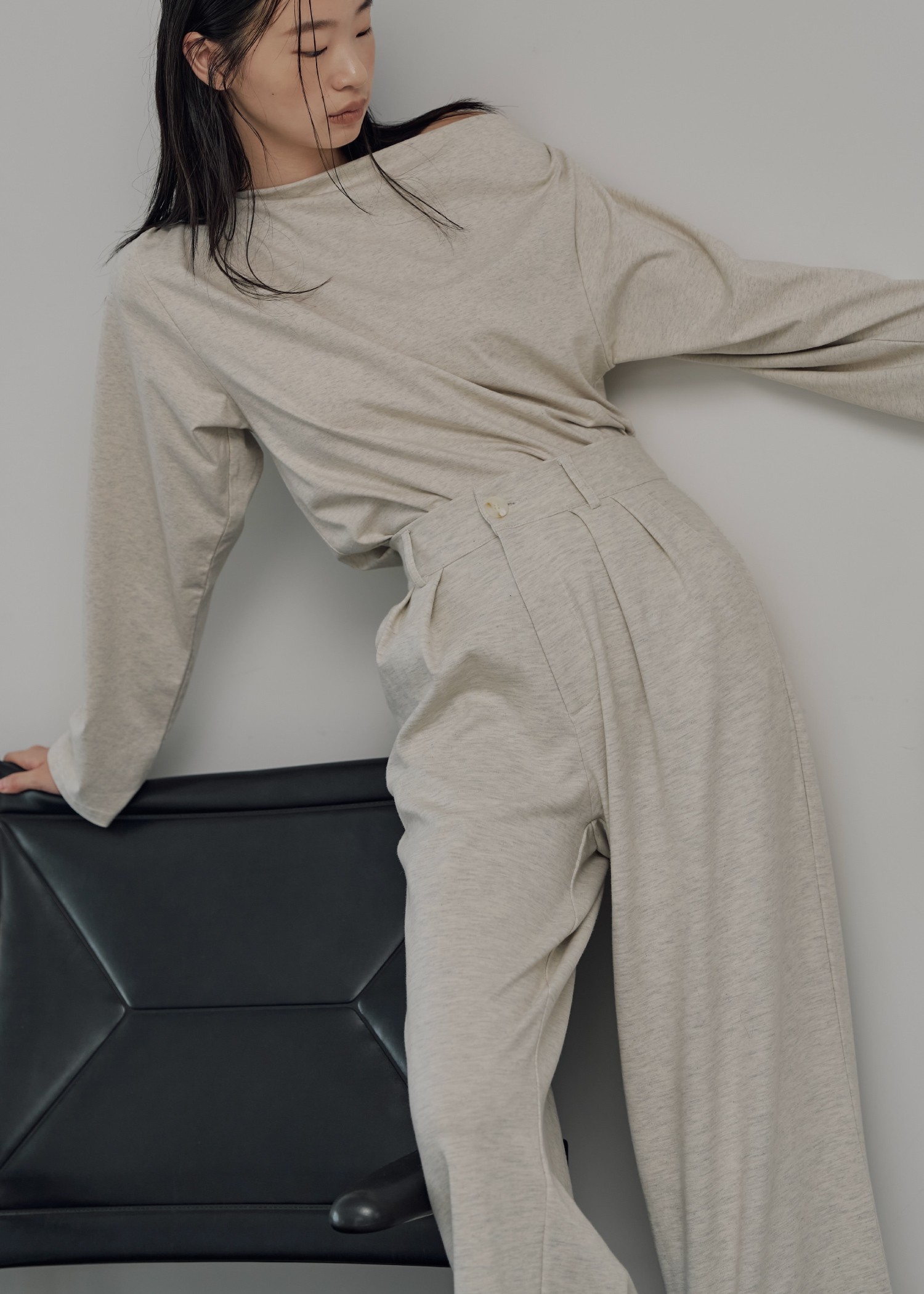 asymmetry drape neck tops