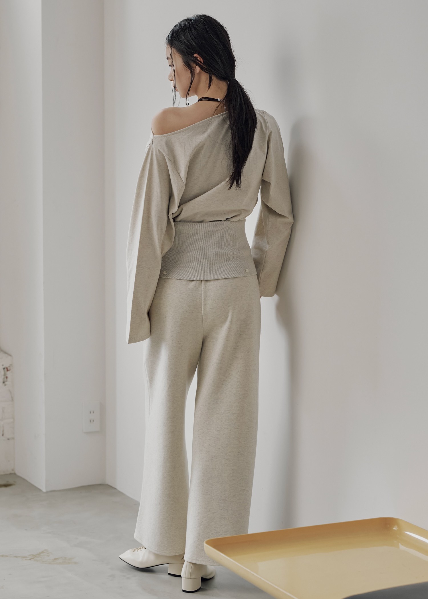 asymmetry drape neck tops