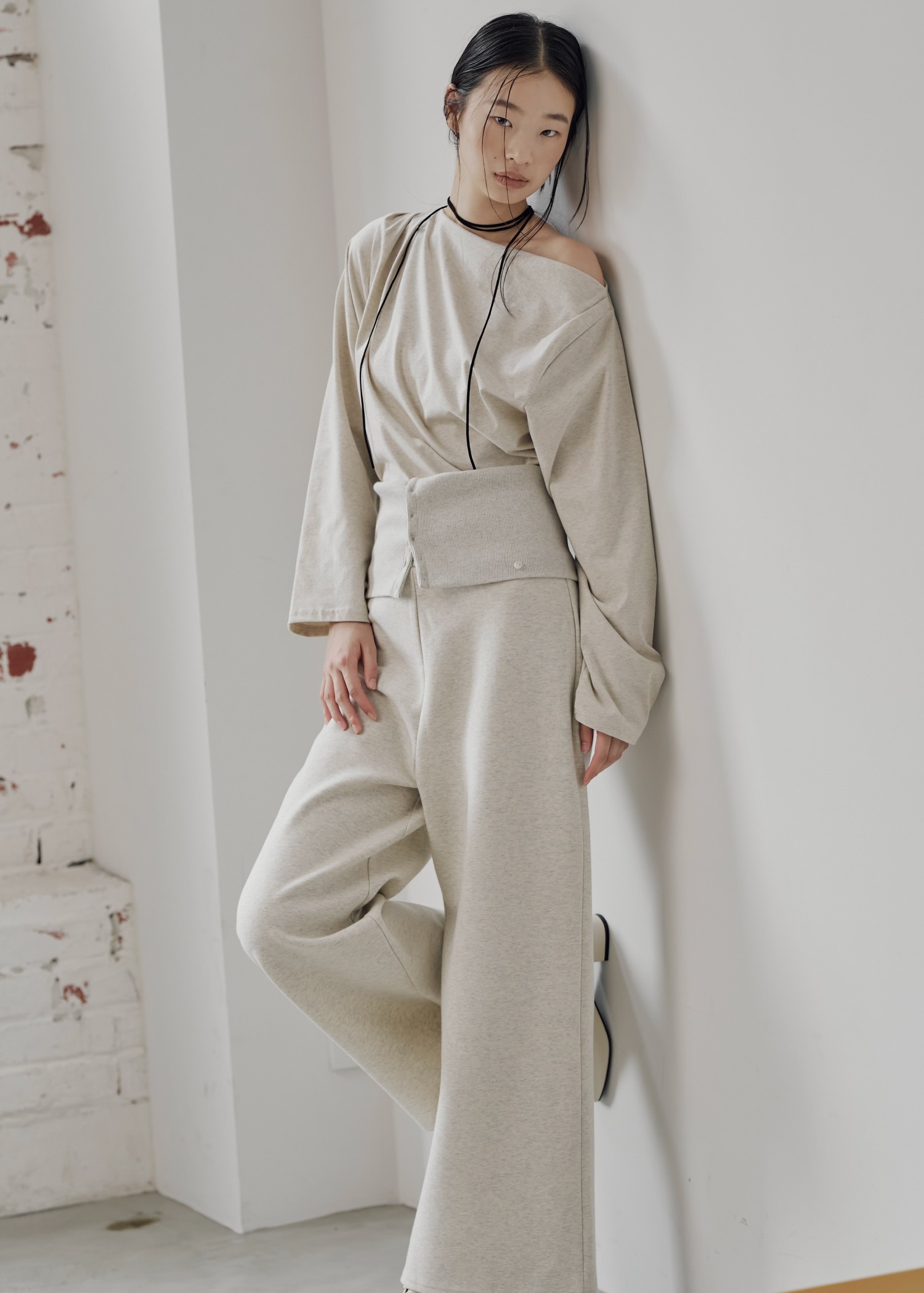 asymmetry drape neck tops