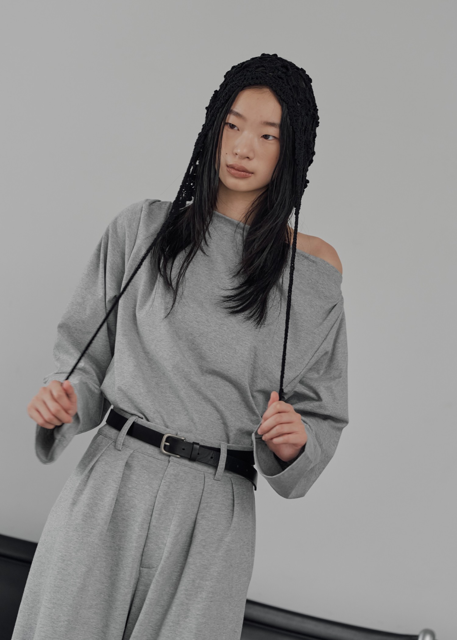 asymmetry drape neck tops