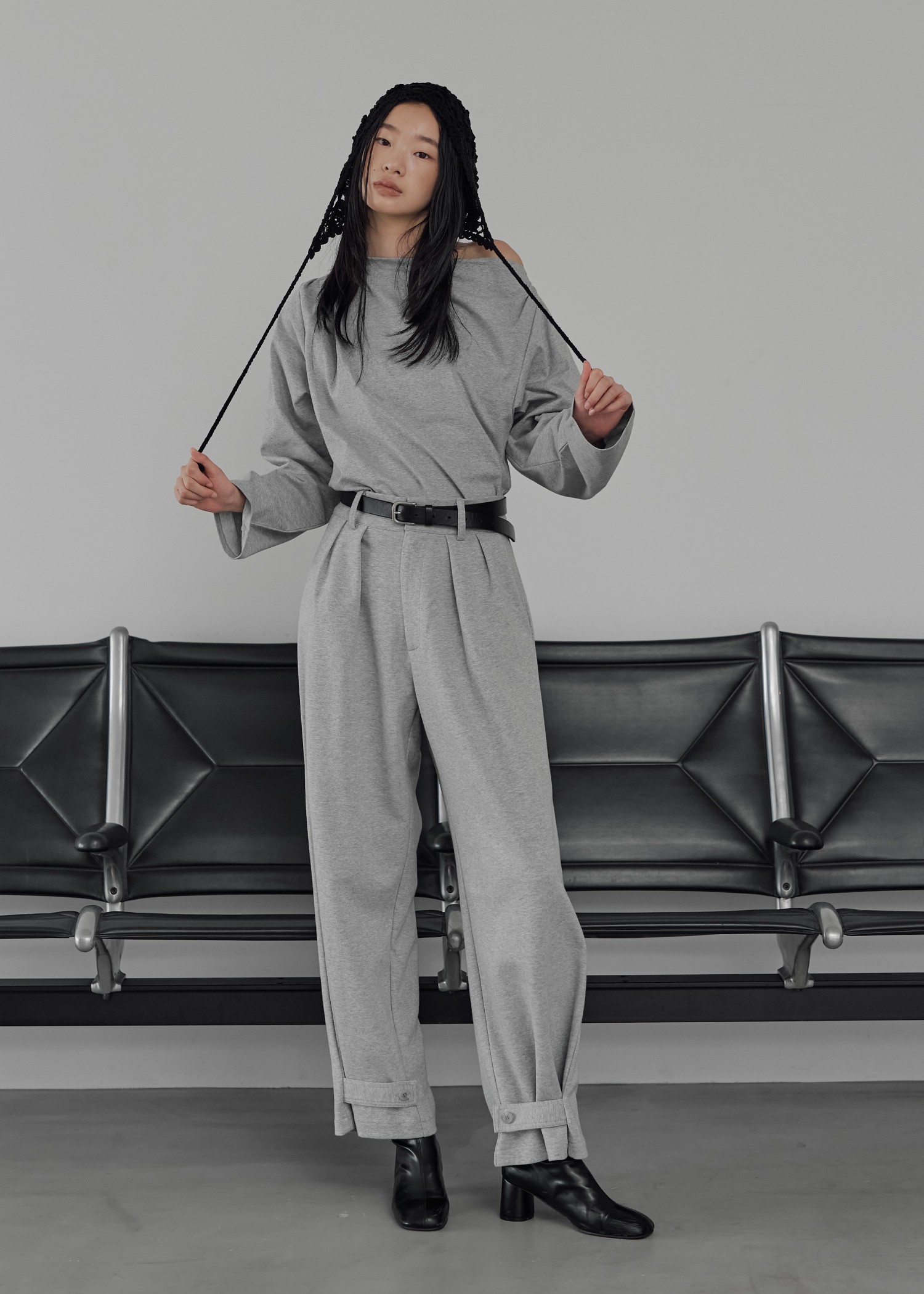 asymmetry drape neck tops