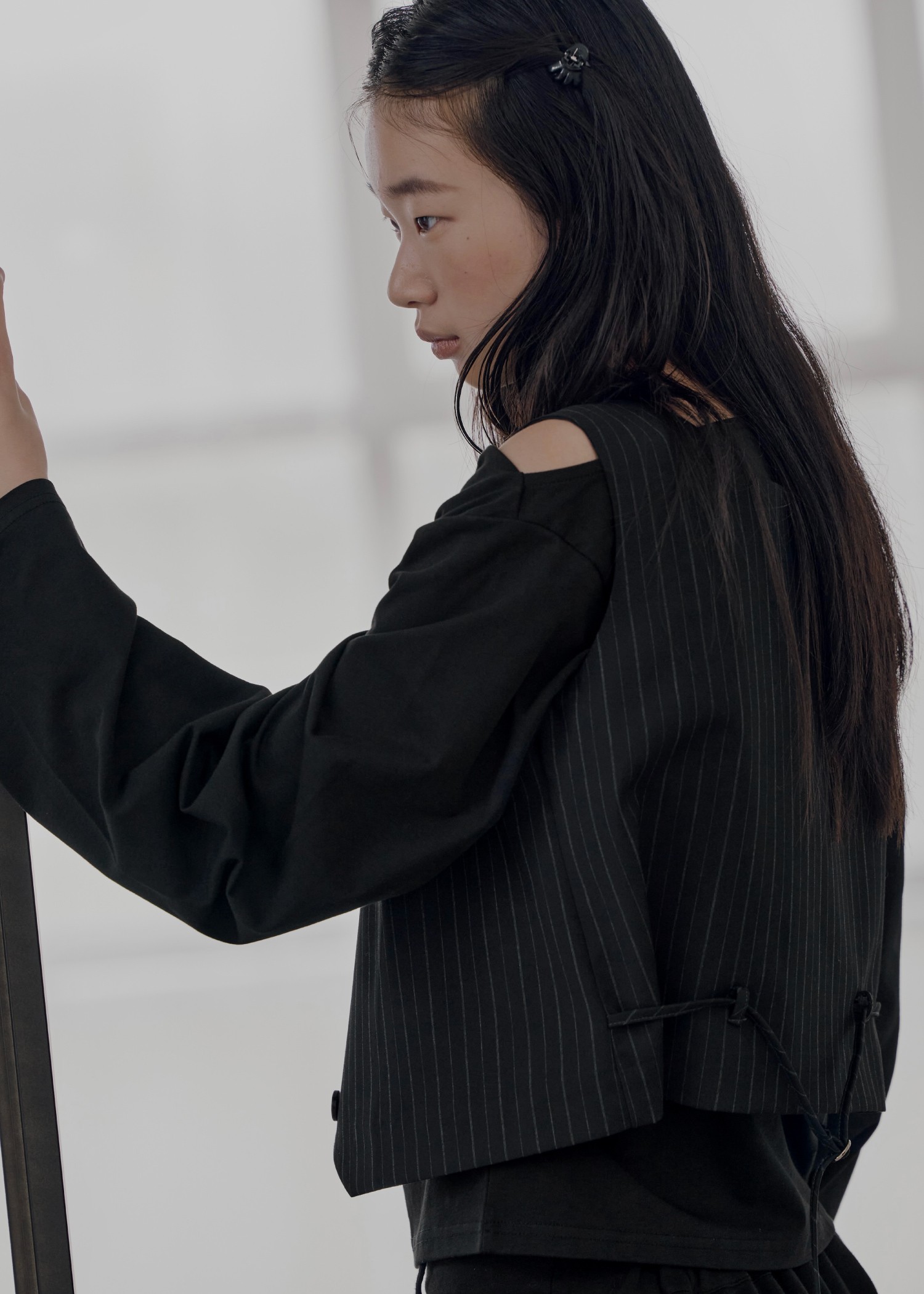 asymmetry drape neck tops