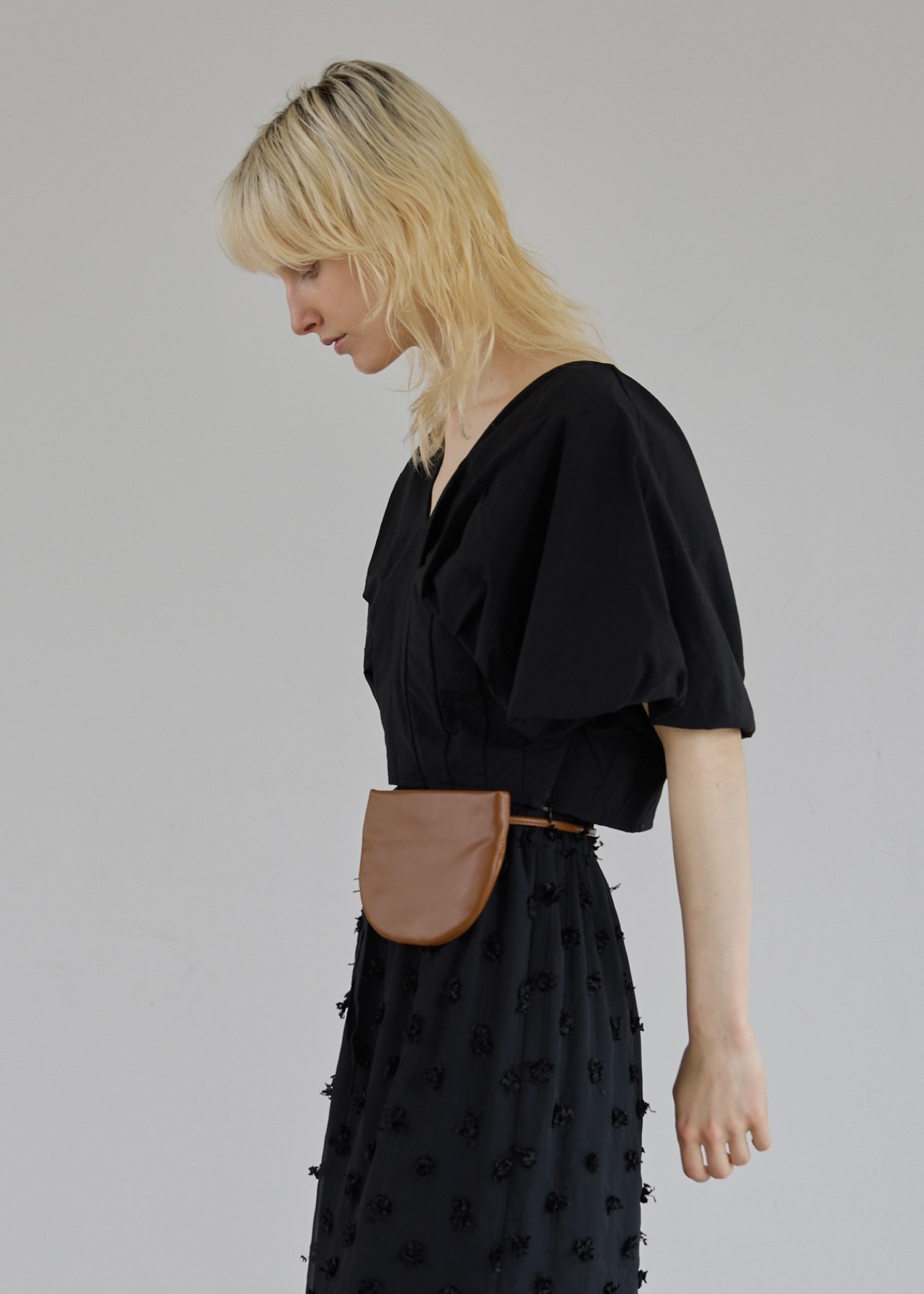 volume tuck V neck dolman tops