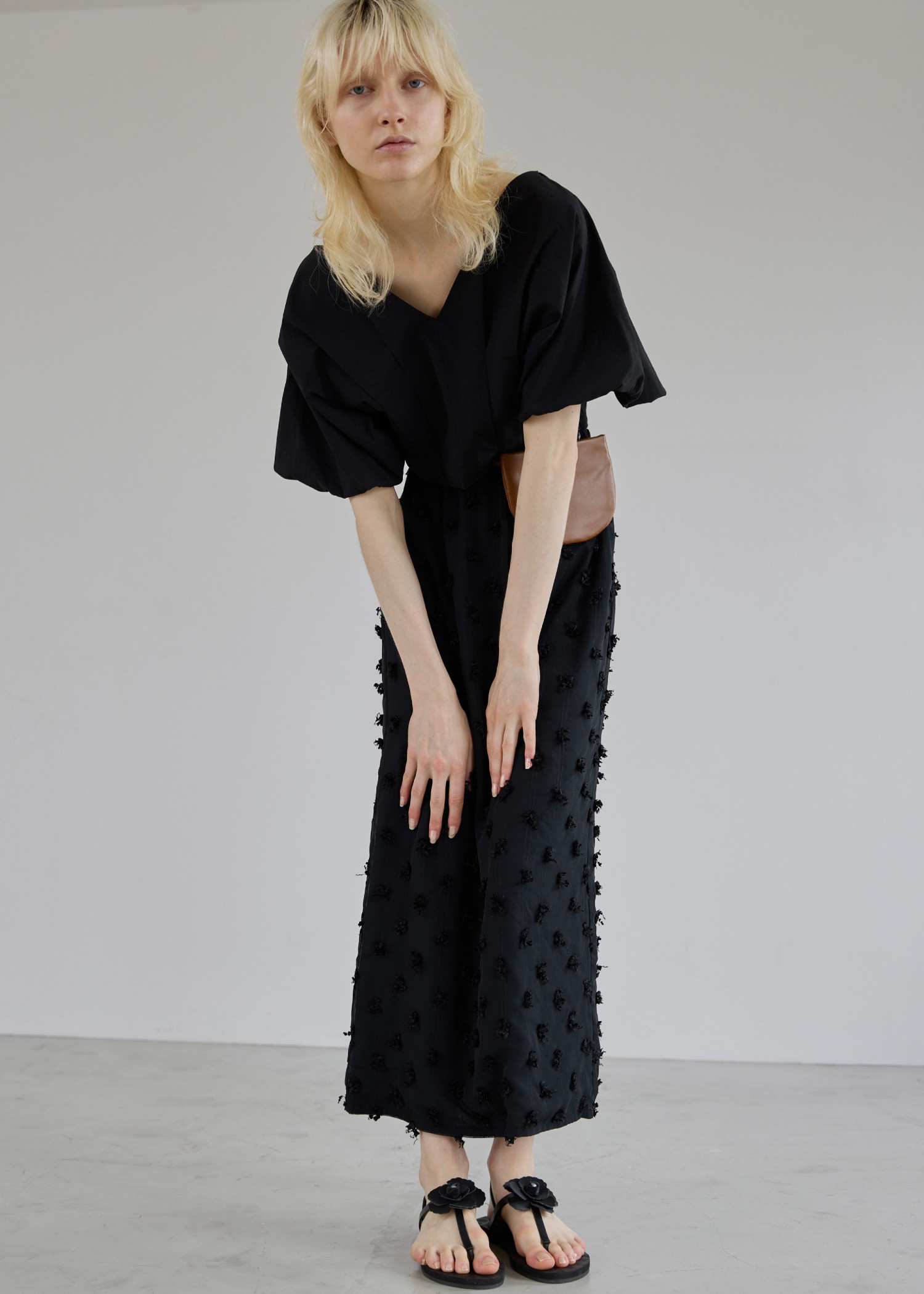 volume tuck V neck dolman tops