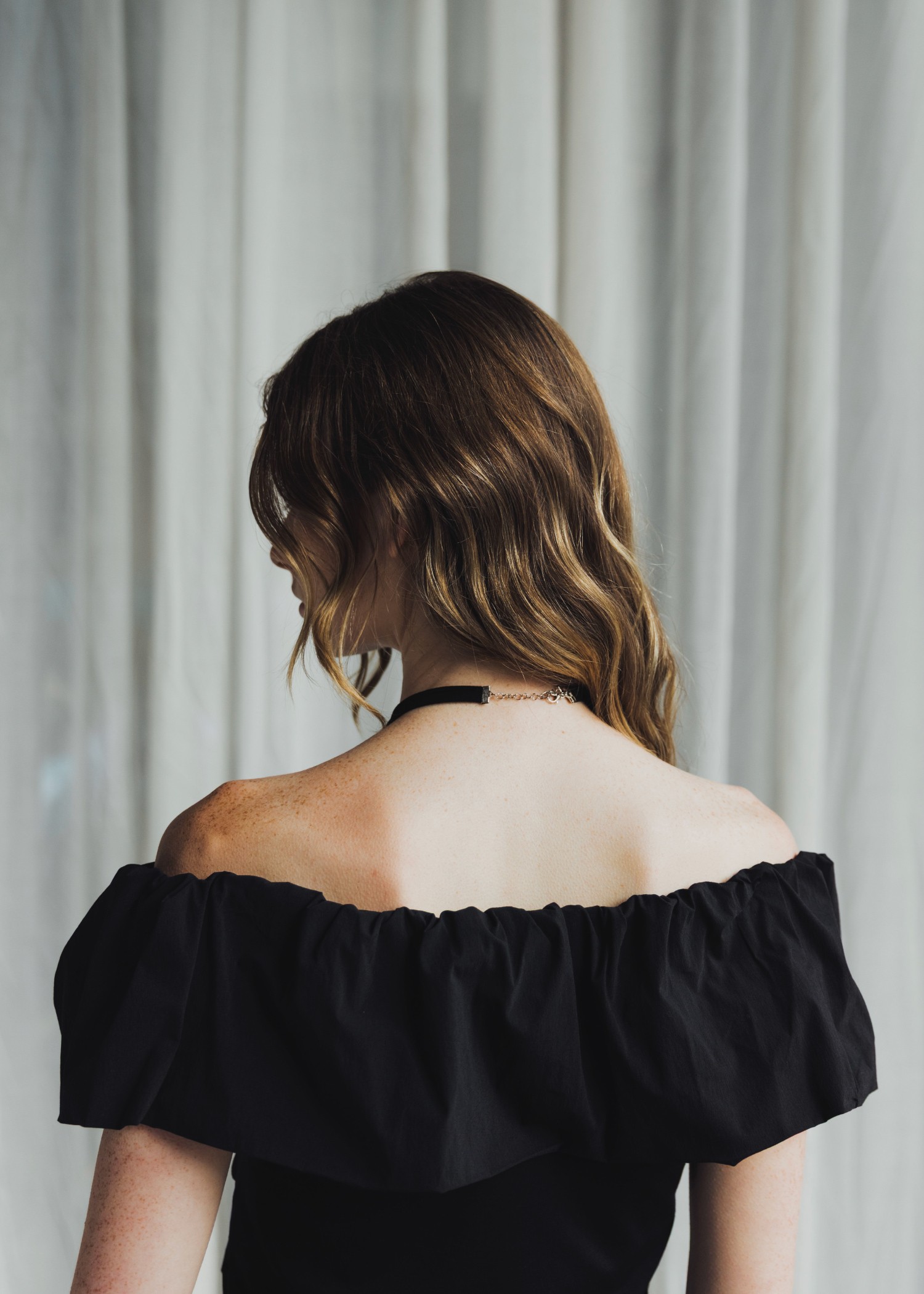 off shoulder frill turnup tops