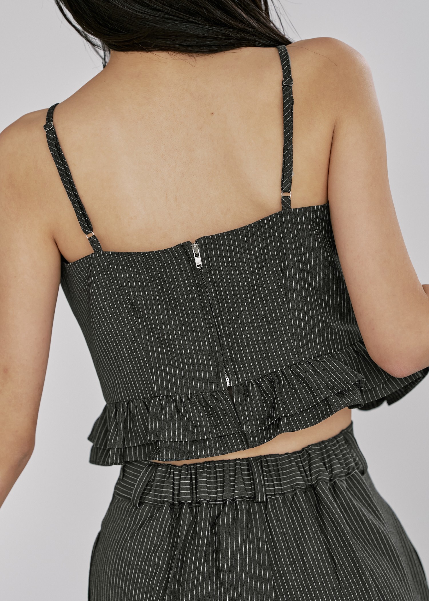 undulate gather frill stripe cami