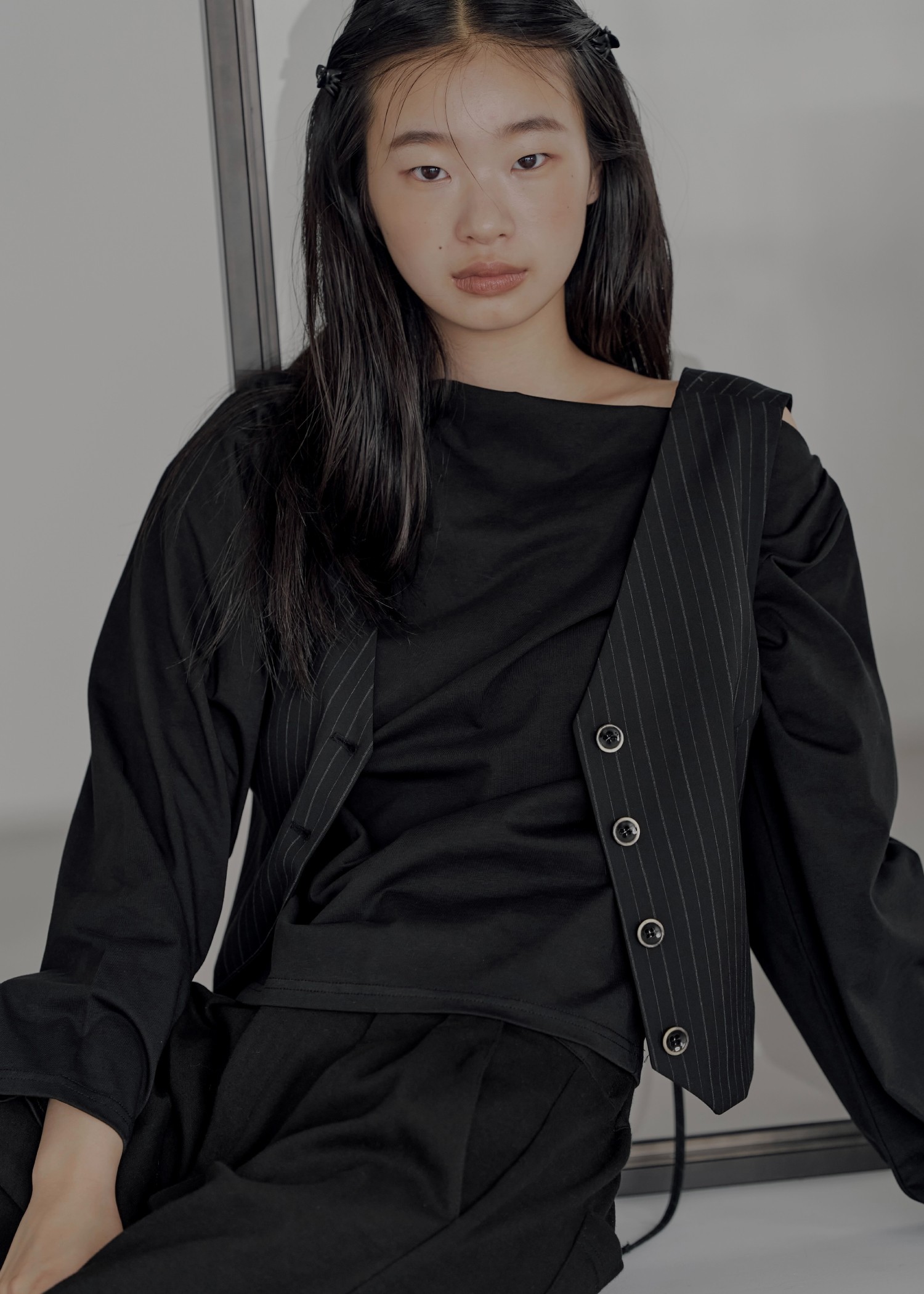 stripe angular design vest