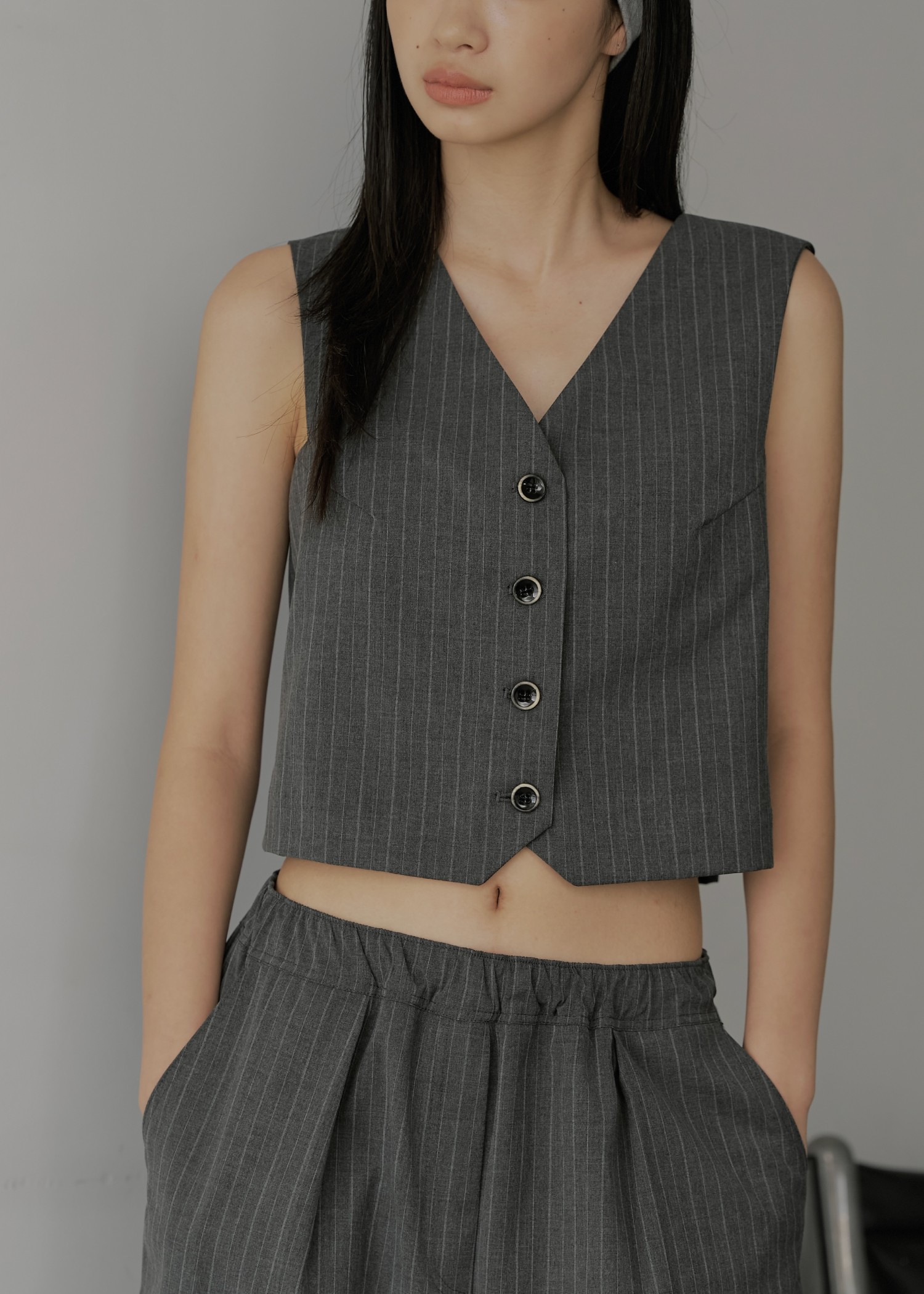 stripe angular design vest