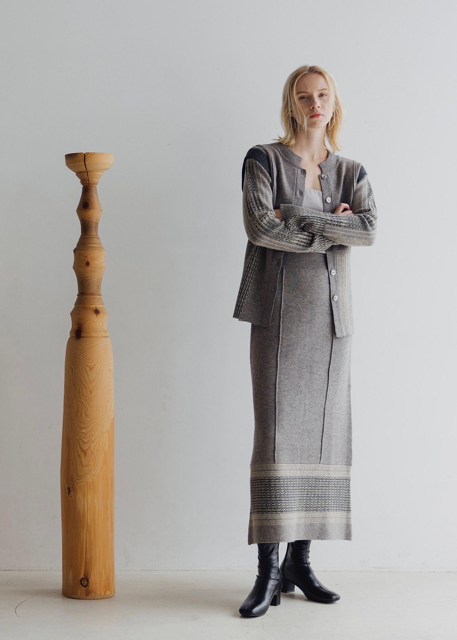 jacquard weave placement peplum knit