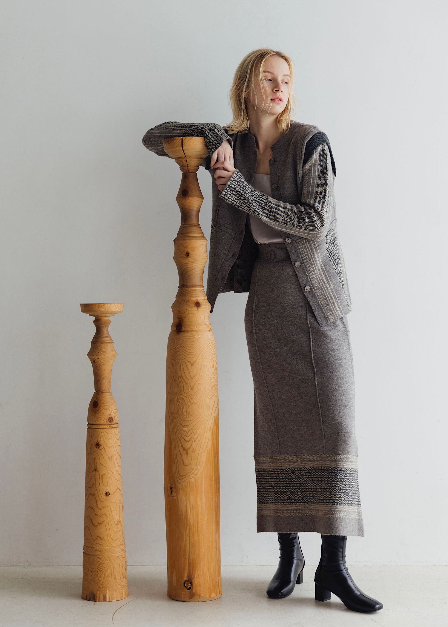 jacquard weave placement peplum knit