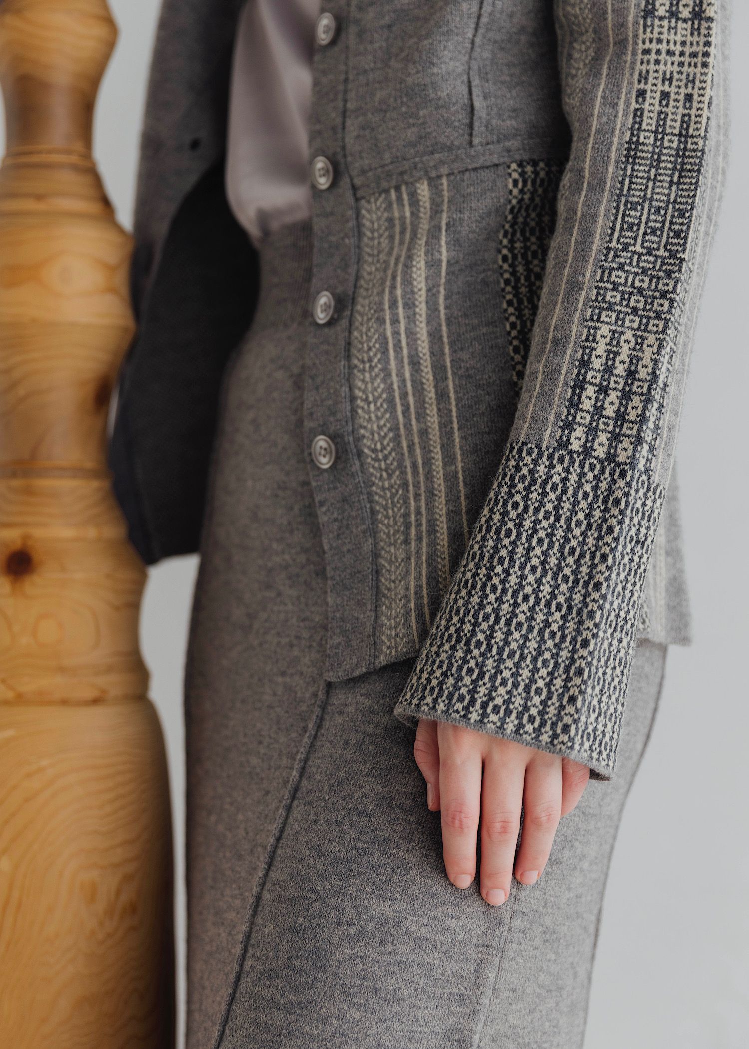 jacquard weave placement peplum knit