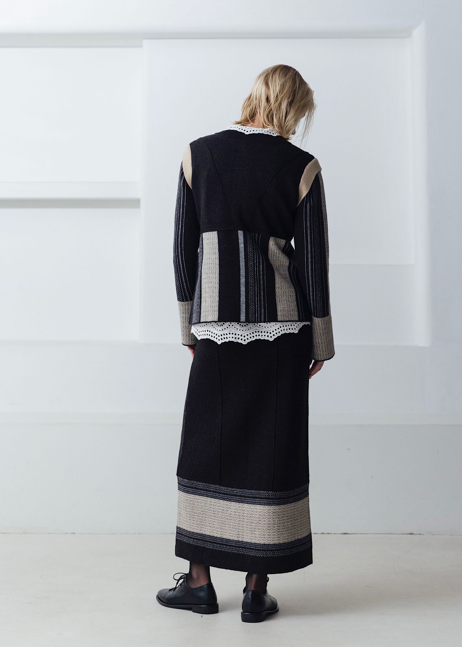 jacquard weave placement peplum knit