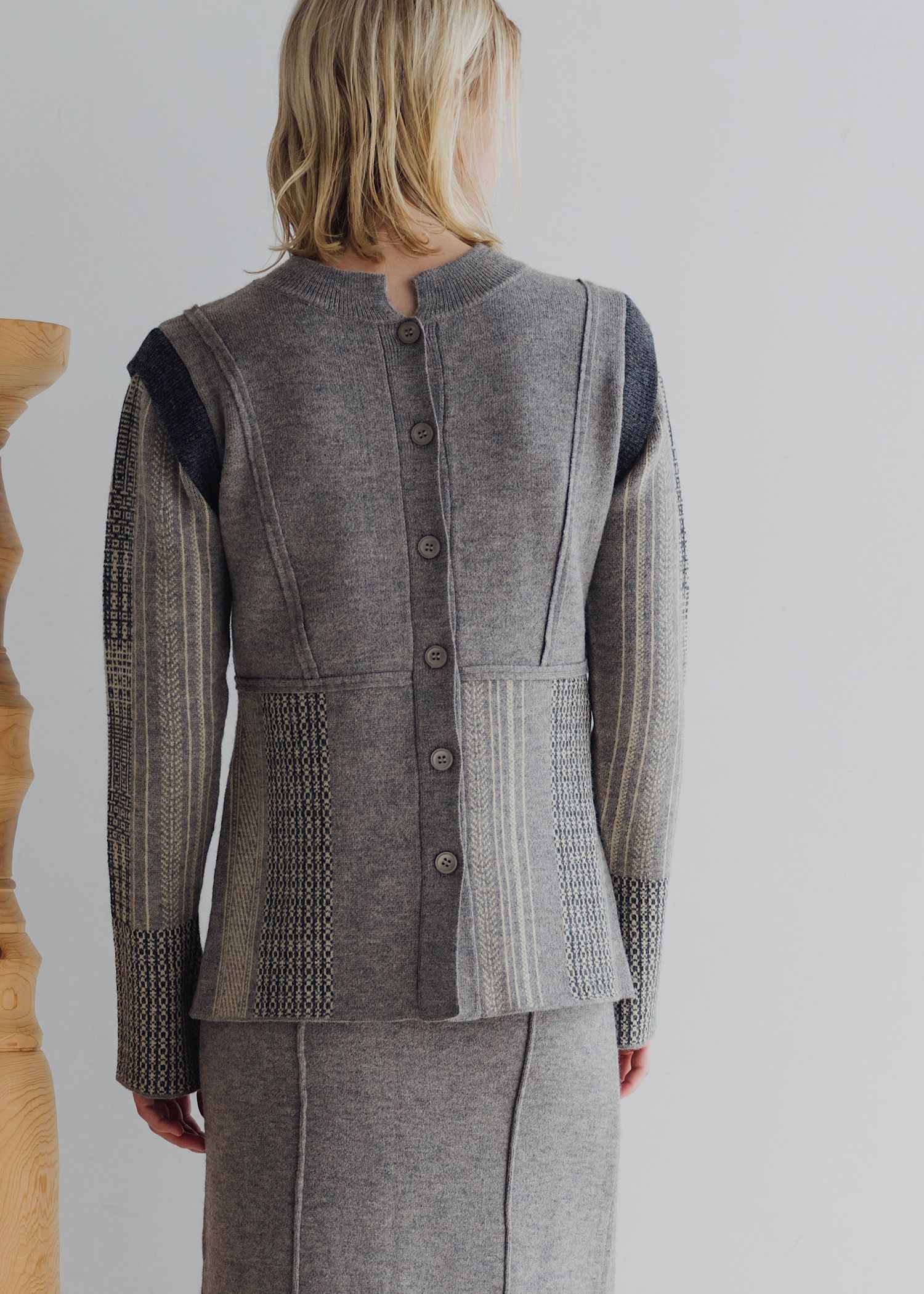 jacquard weave placement peplum knit