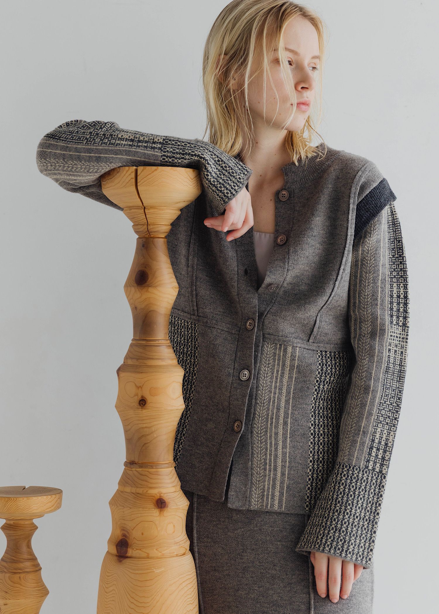 jacquard weave placement peplum knit