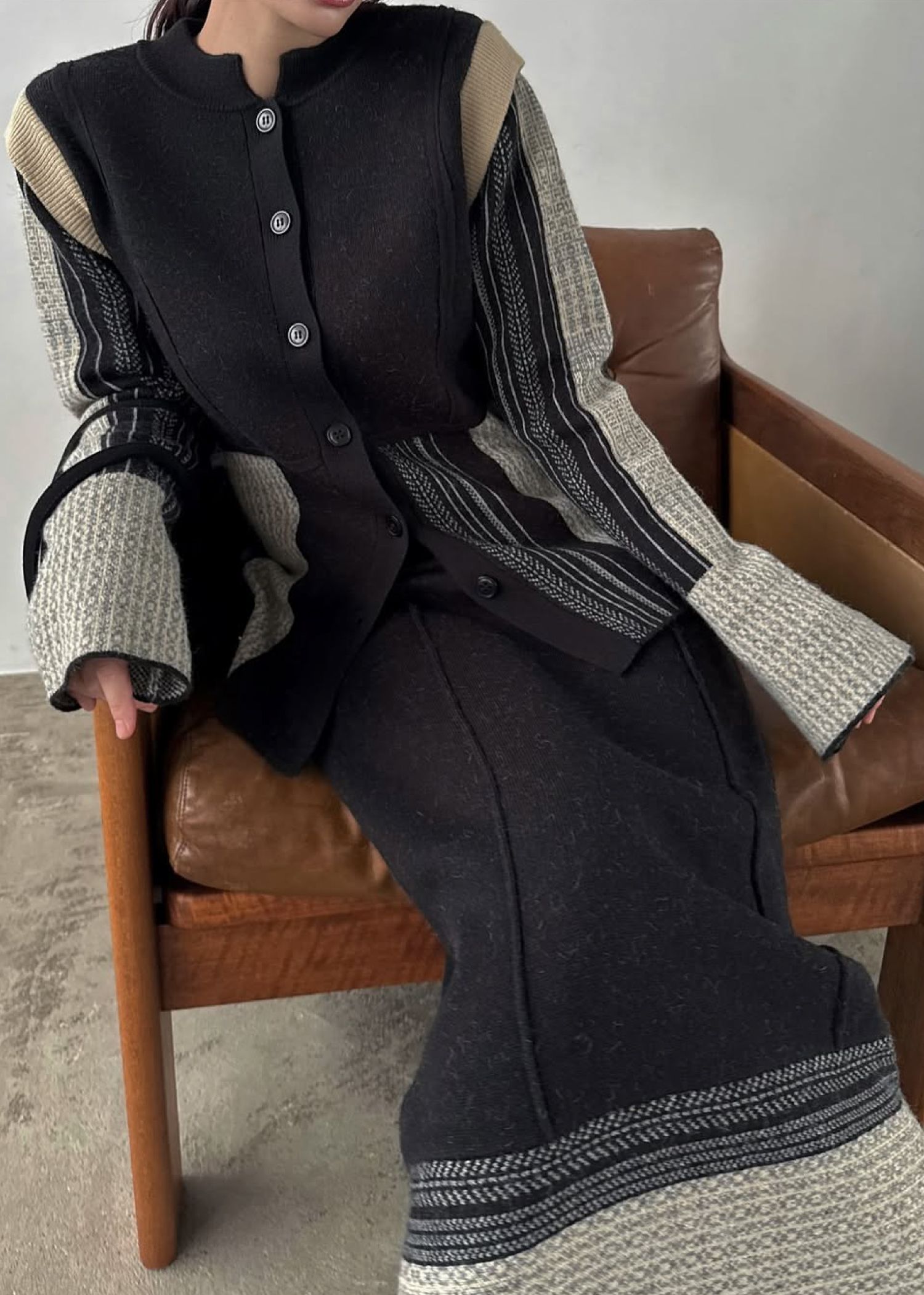 jacquard weave placement peplum knit