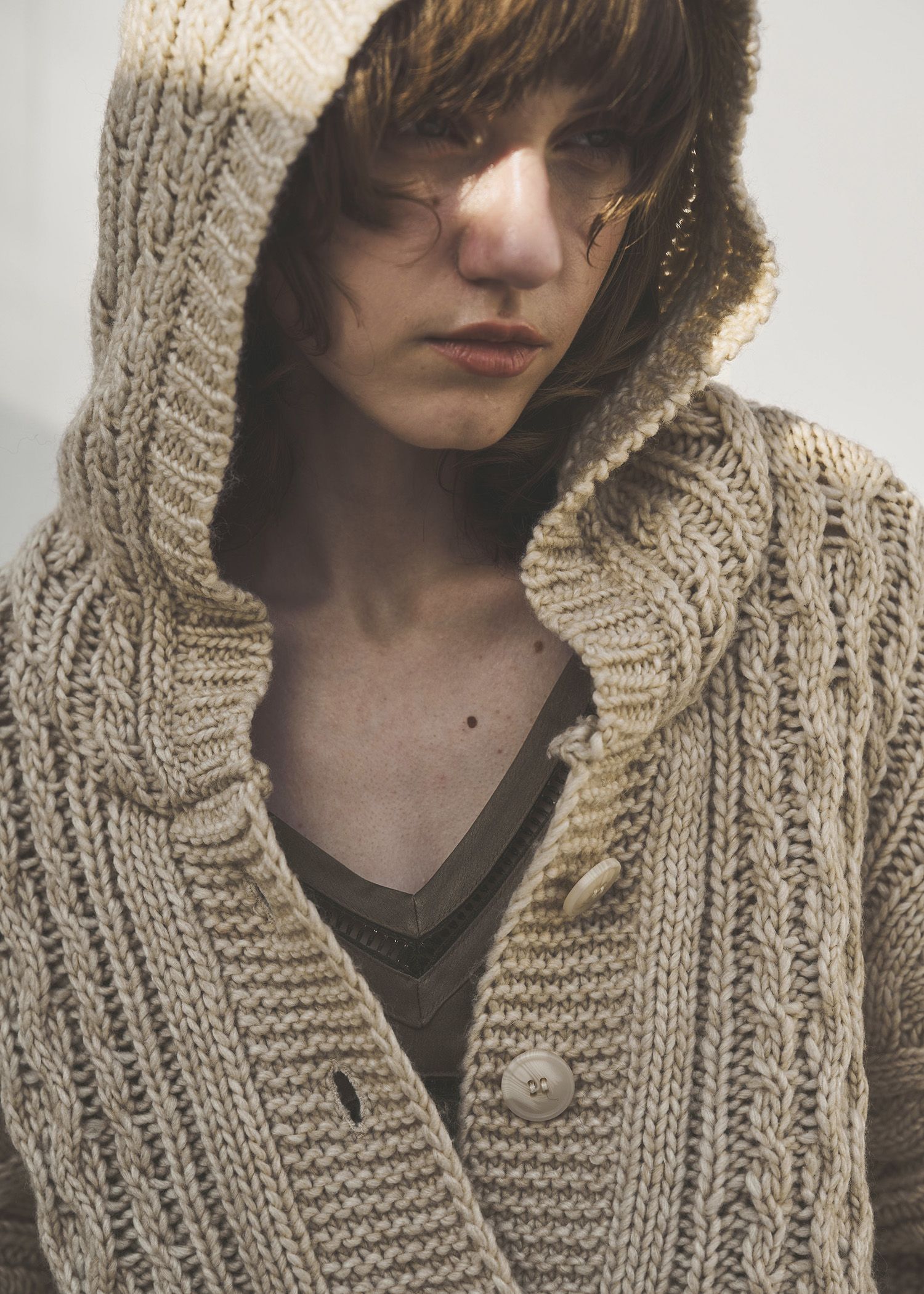 skipper hoodie cable muff pocket knit