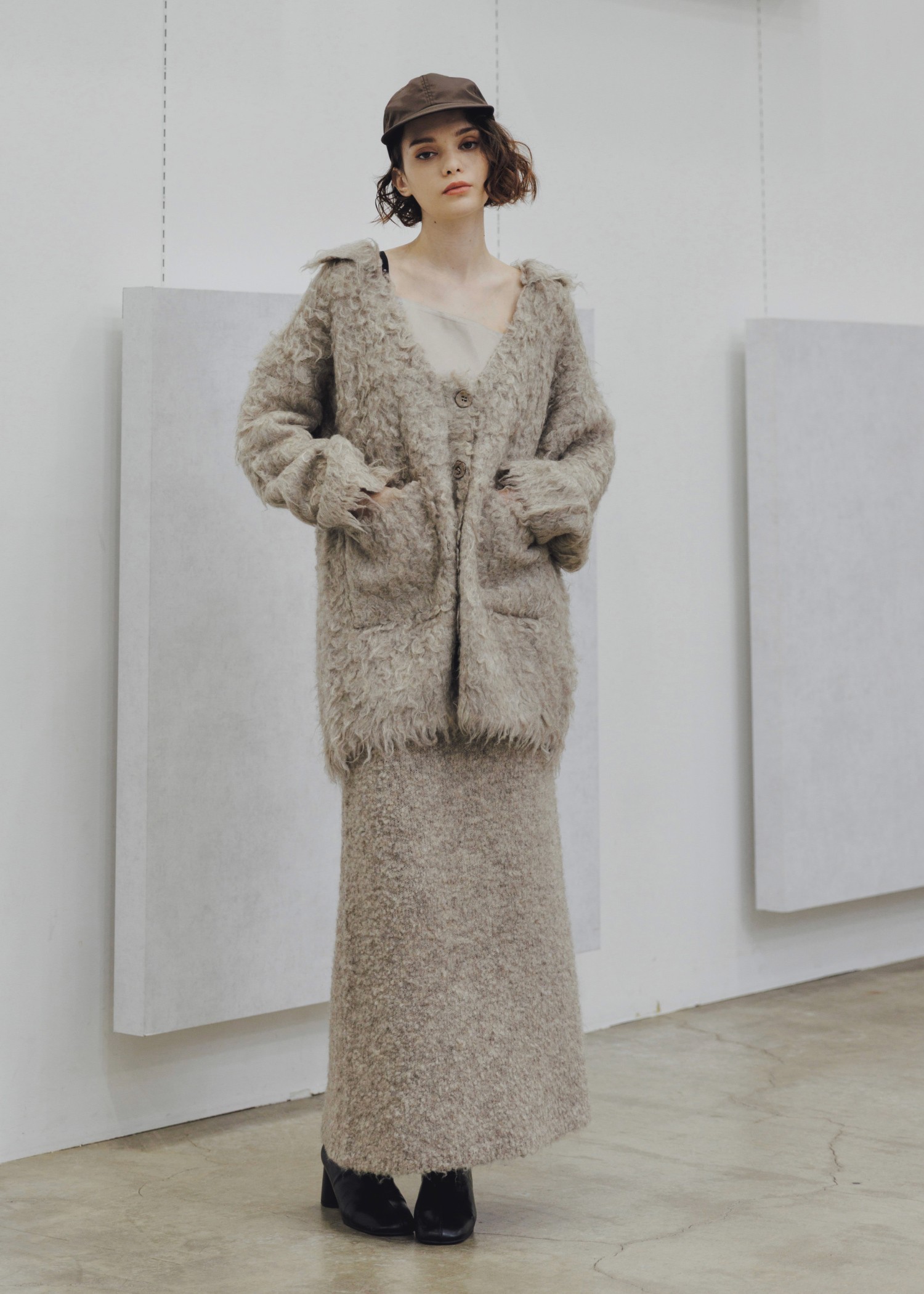 brushed lightly reversible knit cardigan