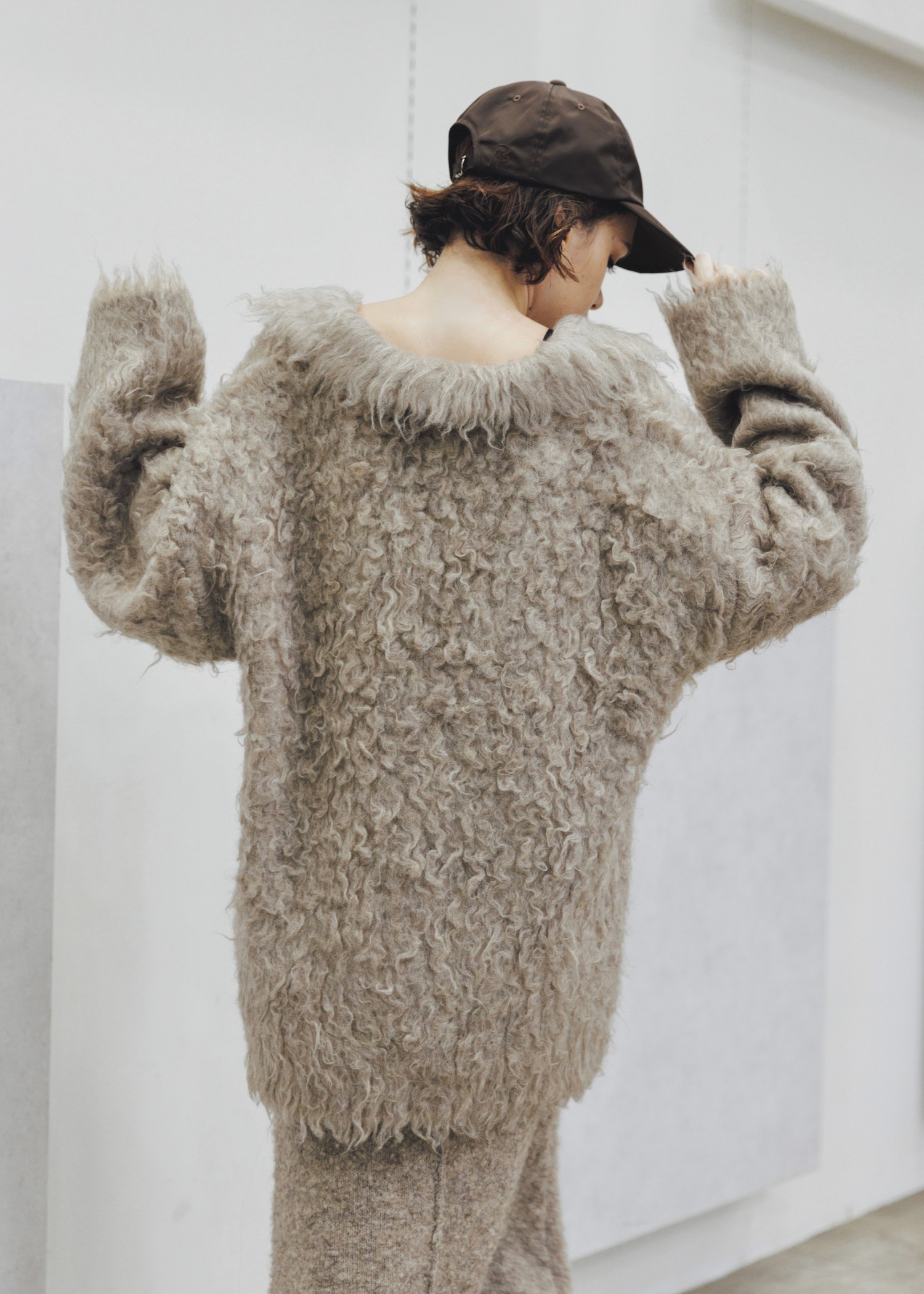 brushed lightly reversible knit cardigan