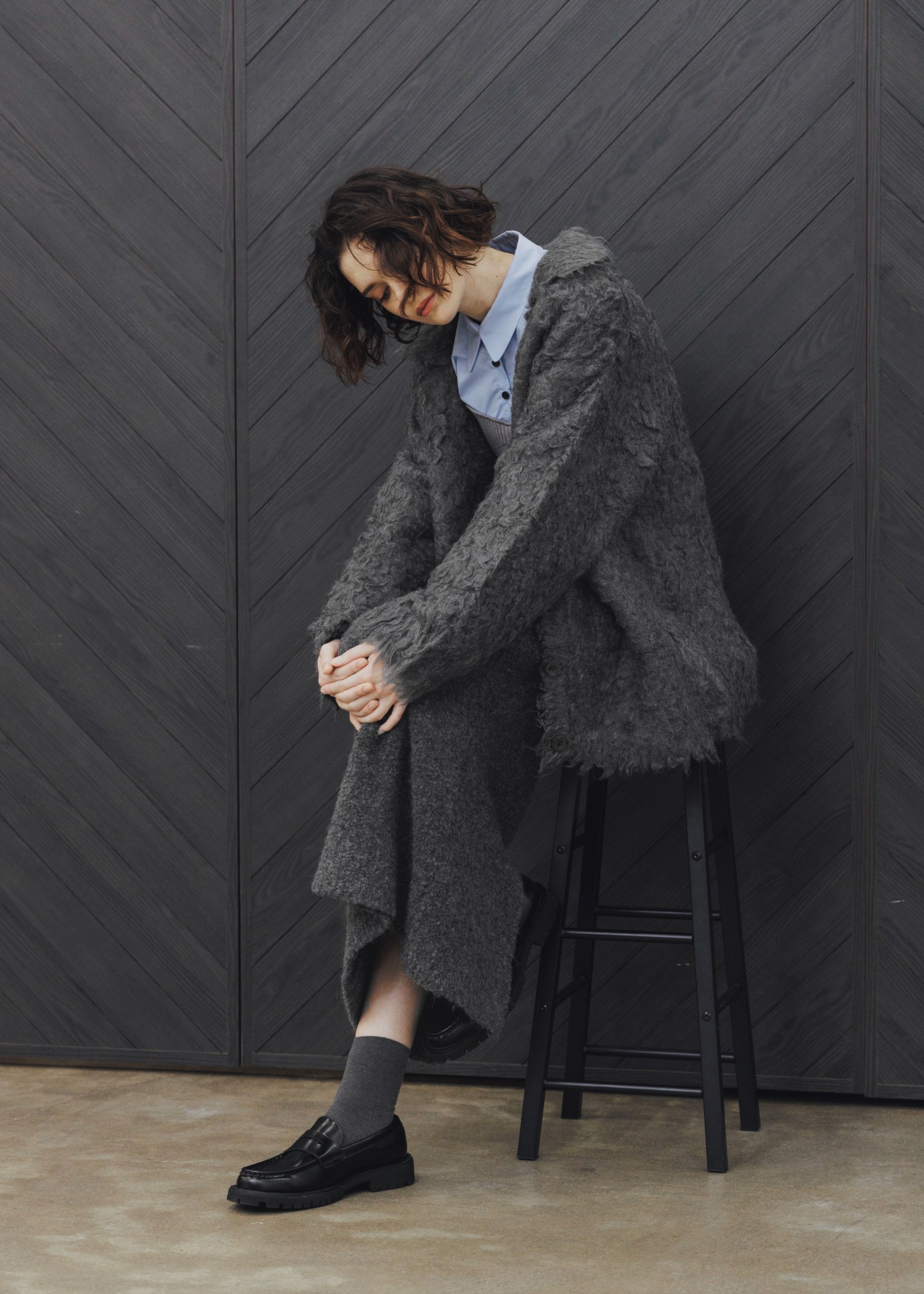 brushed lightly reversible knit cardigan