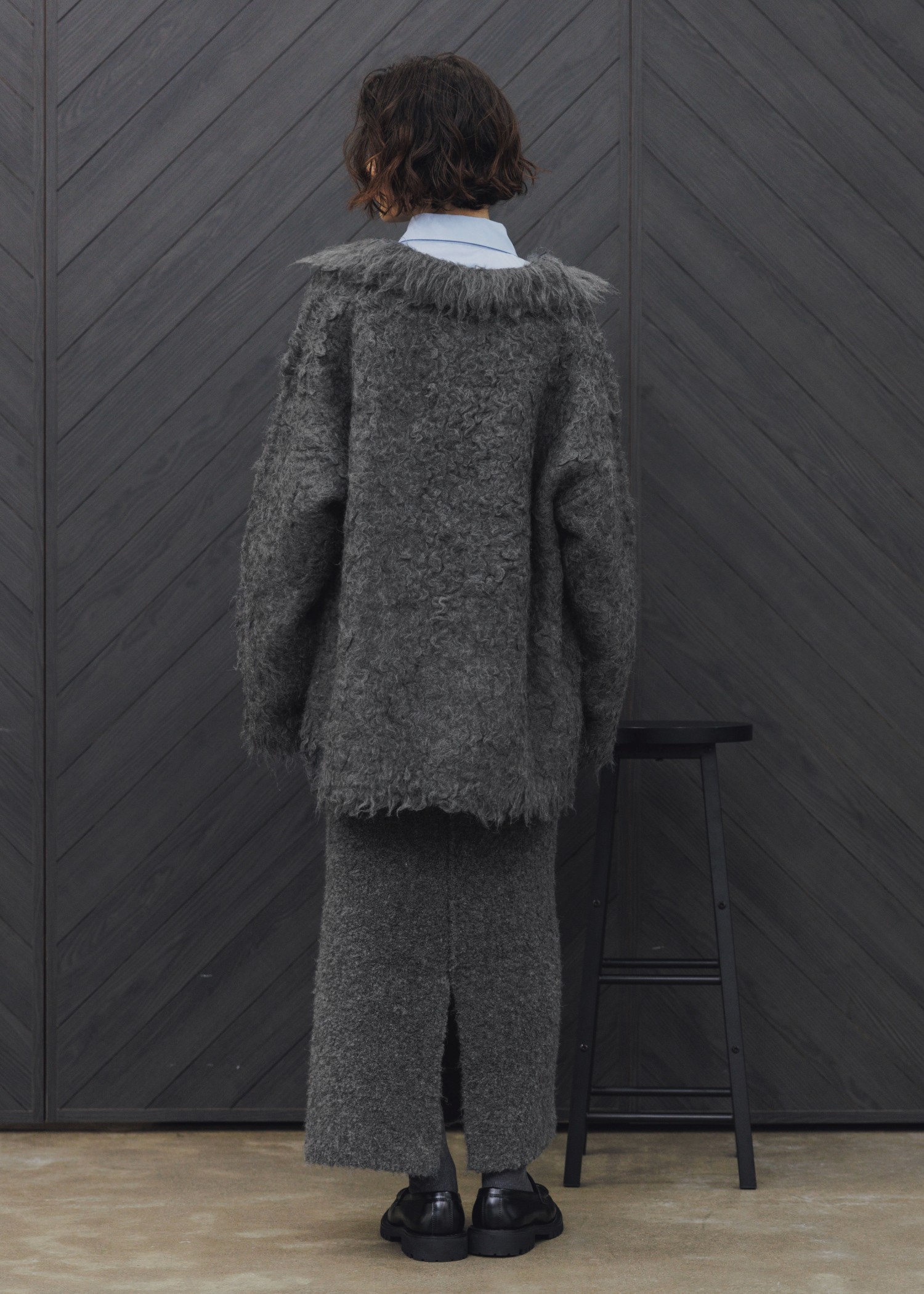 brushed lightly reversible knit cardigan