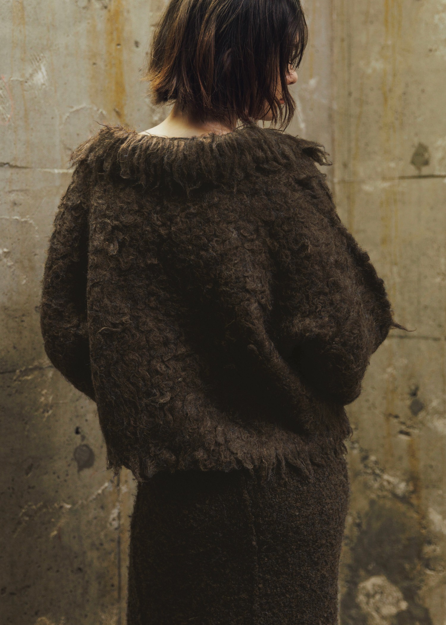 brushed lightly reversible knit cardigan