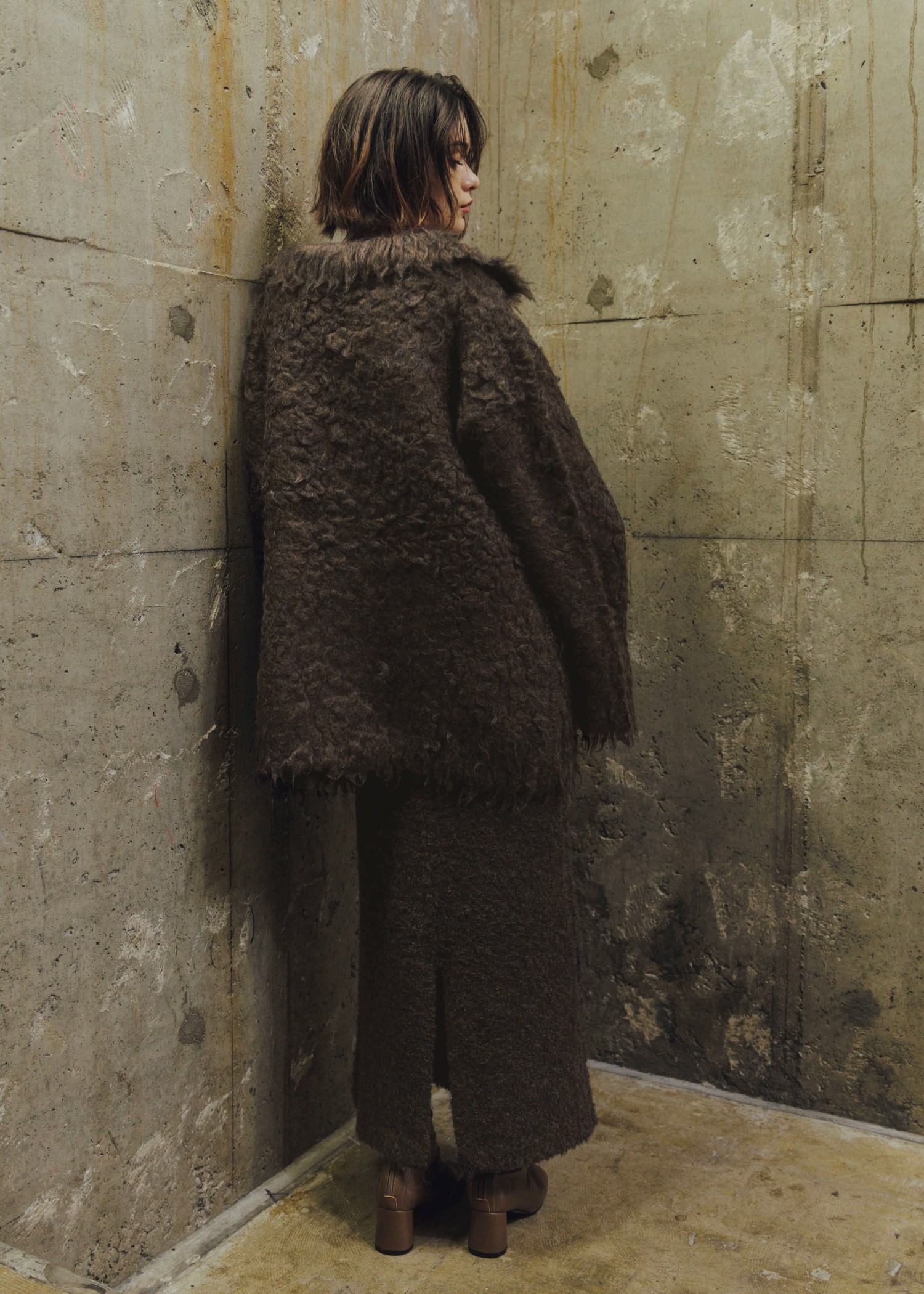 brushed lightly reversible knit cardigan