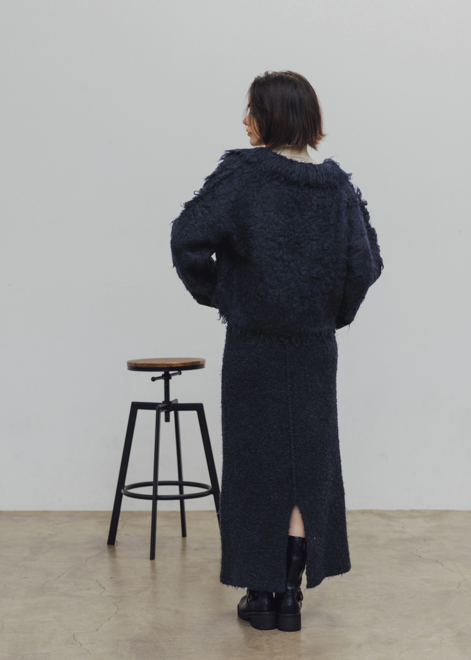 brushed lightly reversible knit cardigan