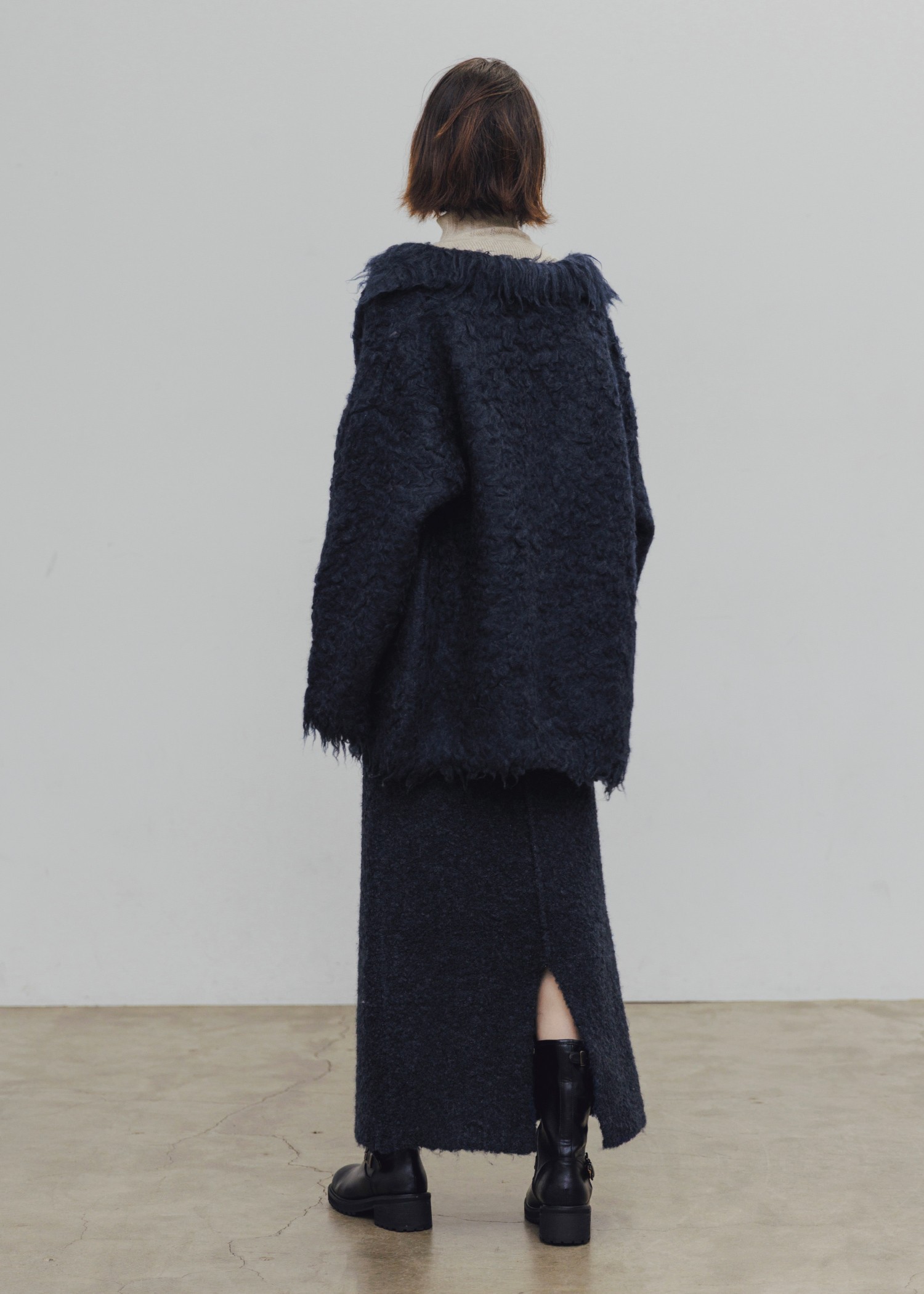 brushed lightly reversible knit cardigan