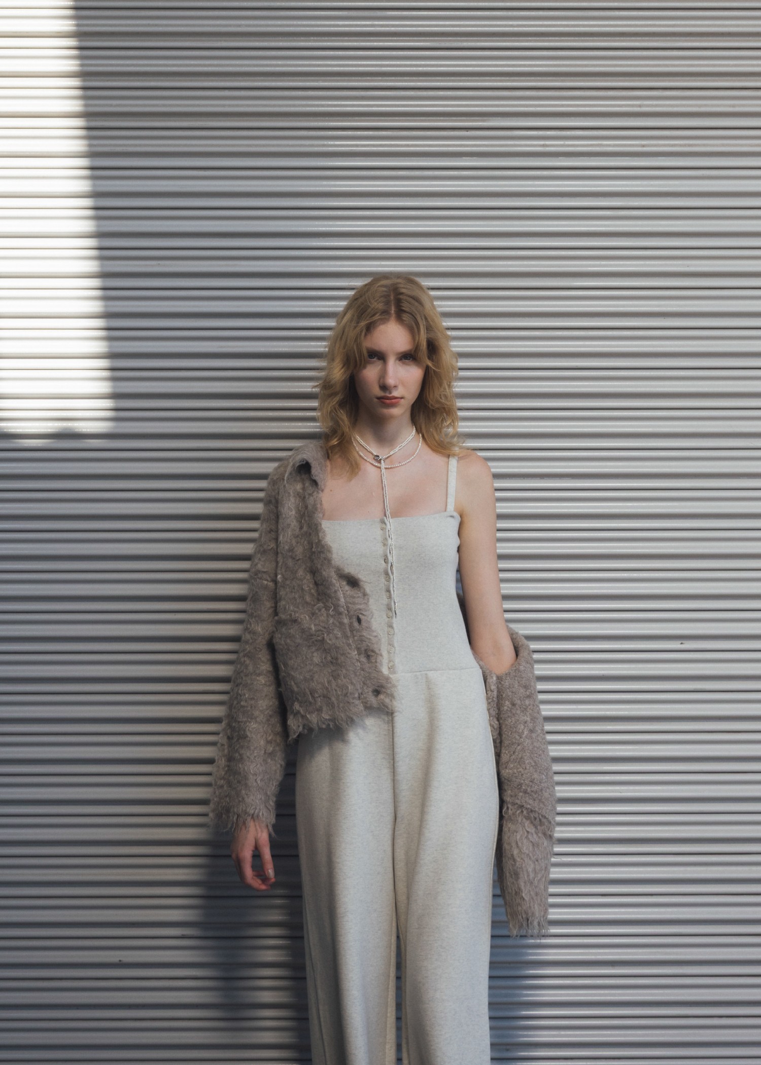 brushed lightly reversible knit cardigan