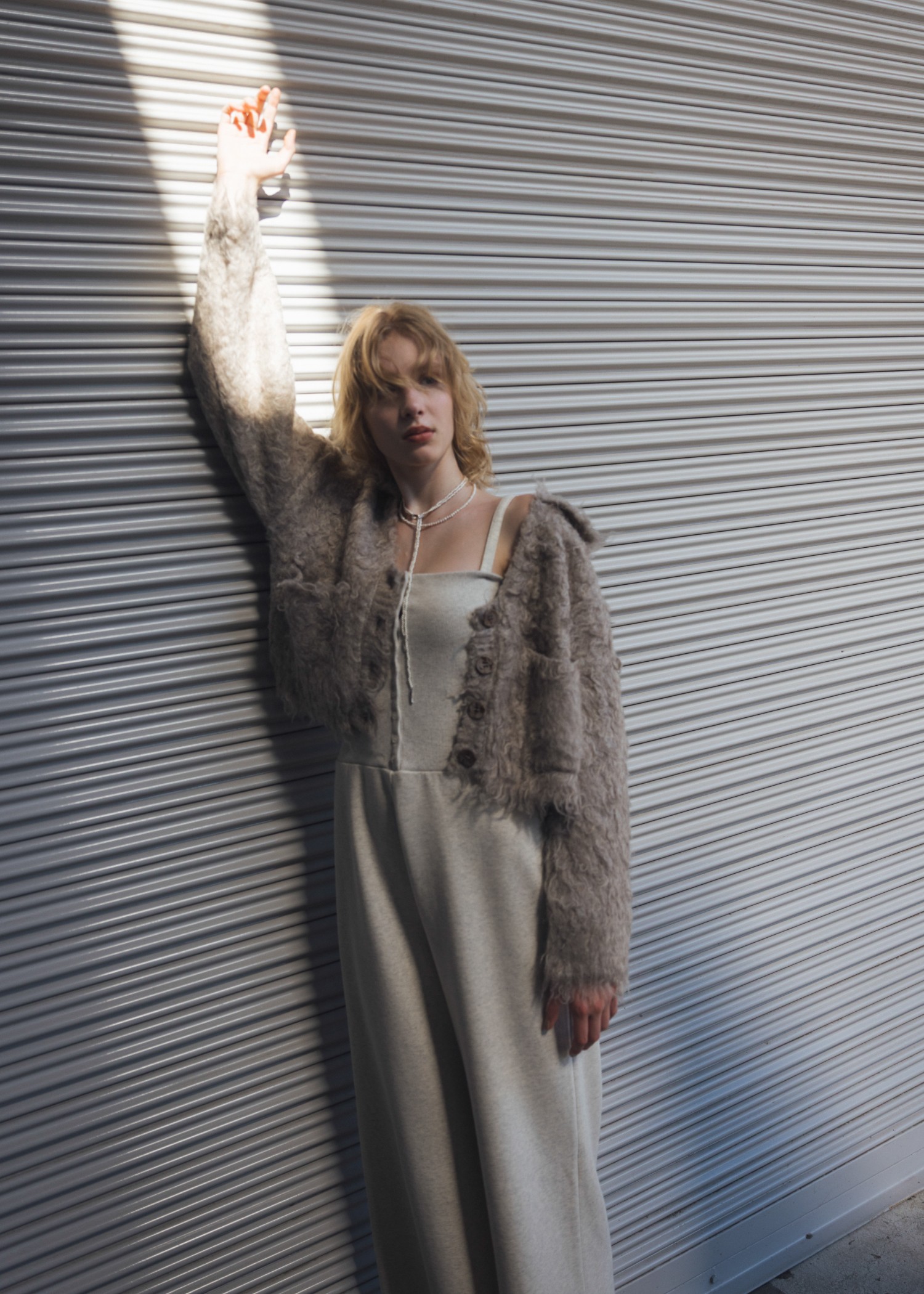 brushed lightly reversible knit cardigan