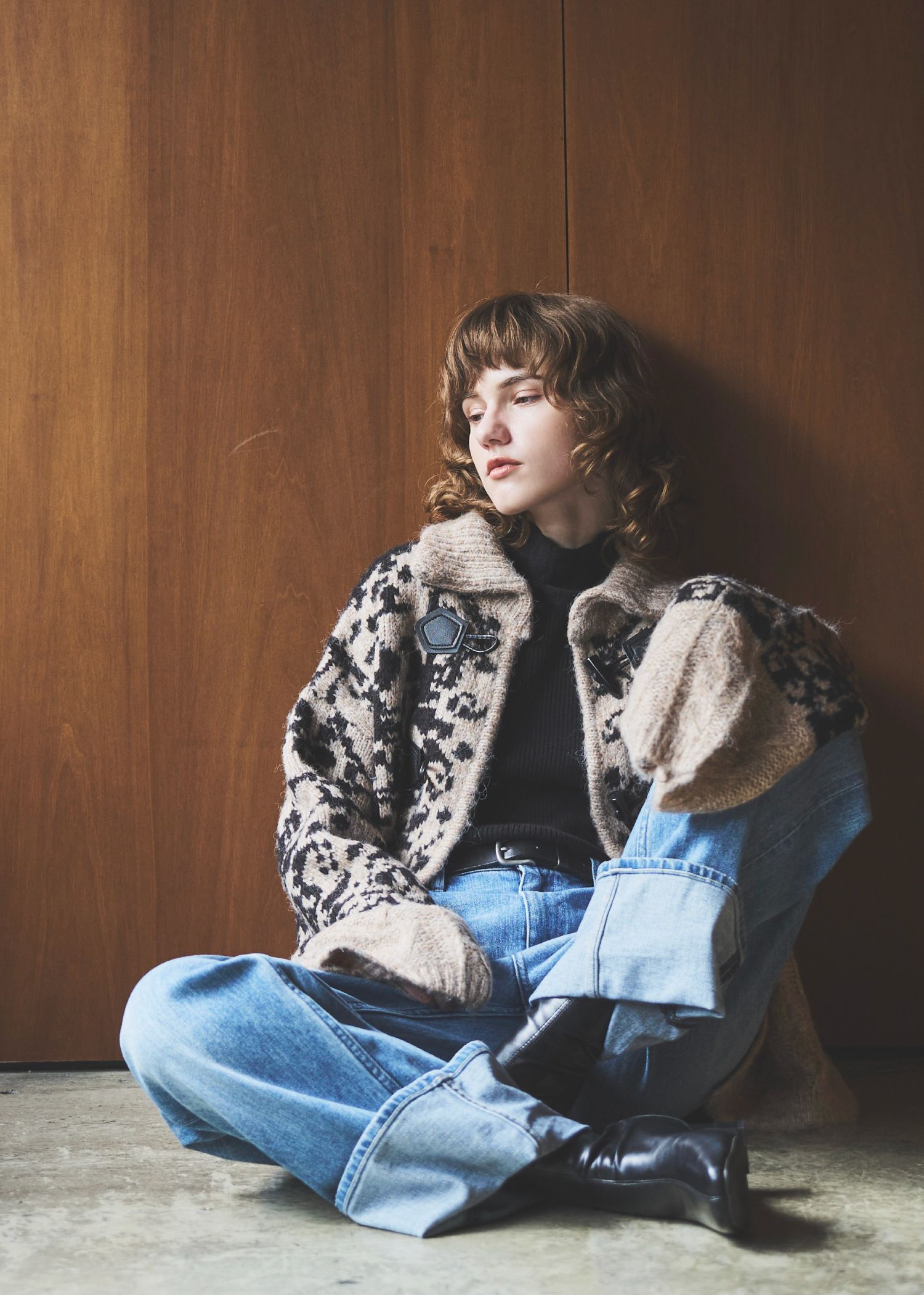 jacquard & cable placement toggle knit