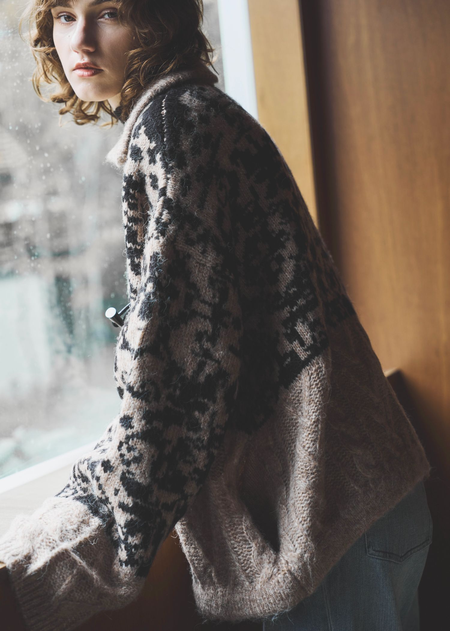 jacquard & cable placement toggle knit