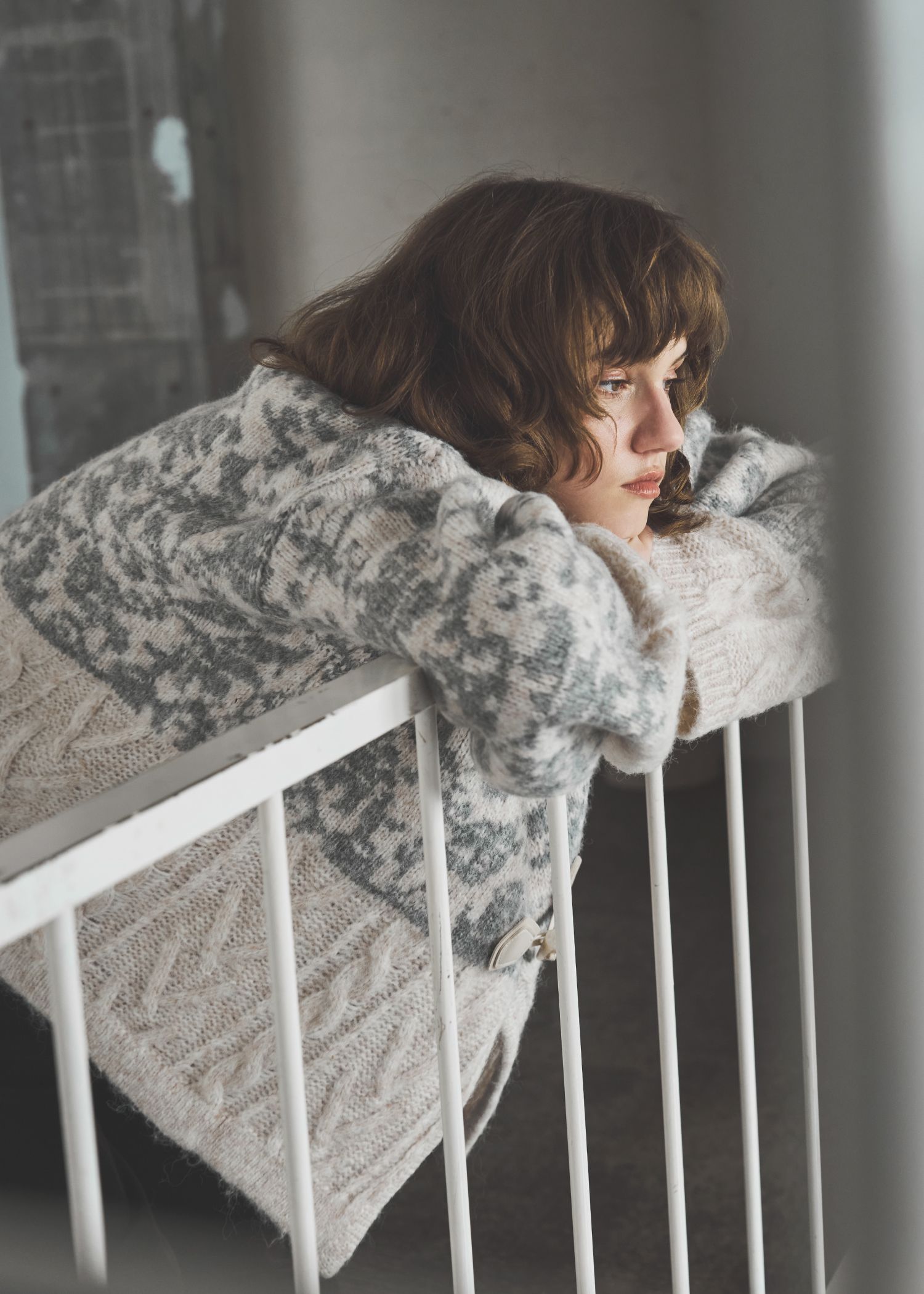 jacquard & cable placement toggle knit