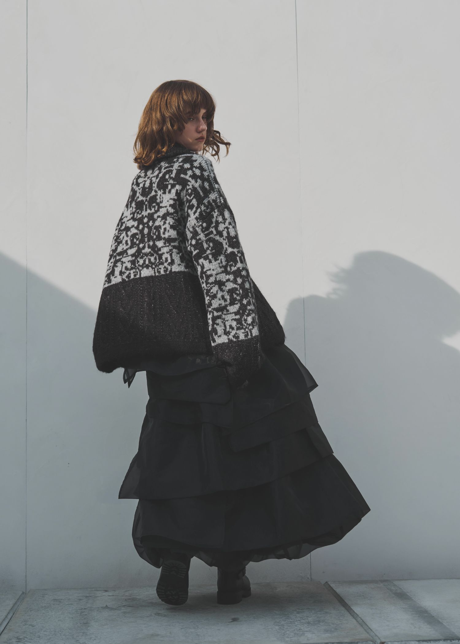 jacquard & cable placement toggle knit