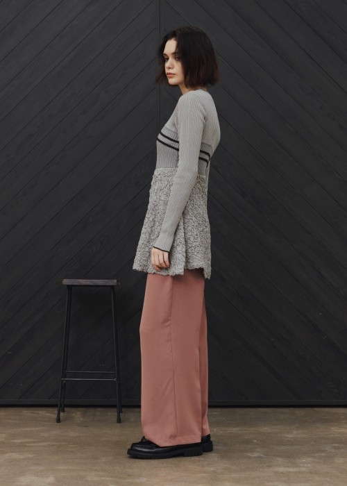sheer lame peplum blister jacquard knit