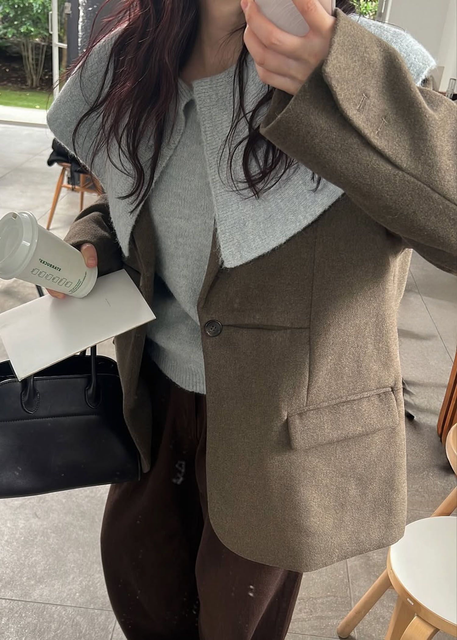 overlay big collar volume sleeve knit