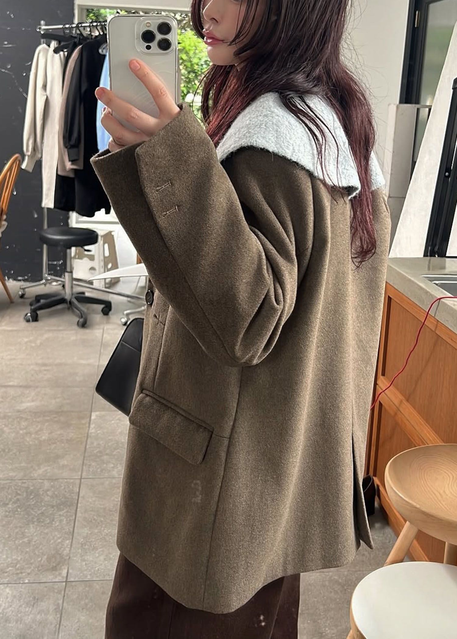 overlay big collar volume sleeve knit