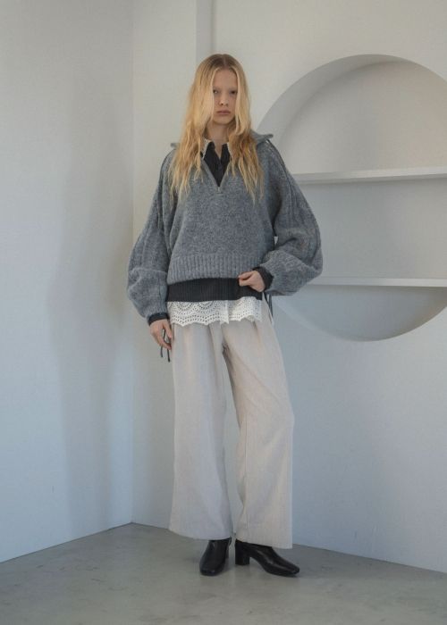 half zip cropped knit pullover