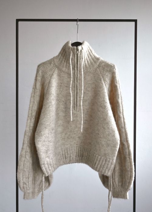 half zip cropped knit pullover