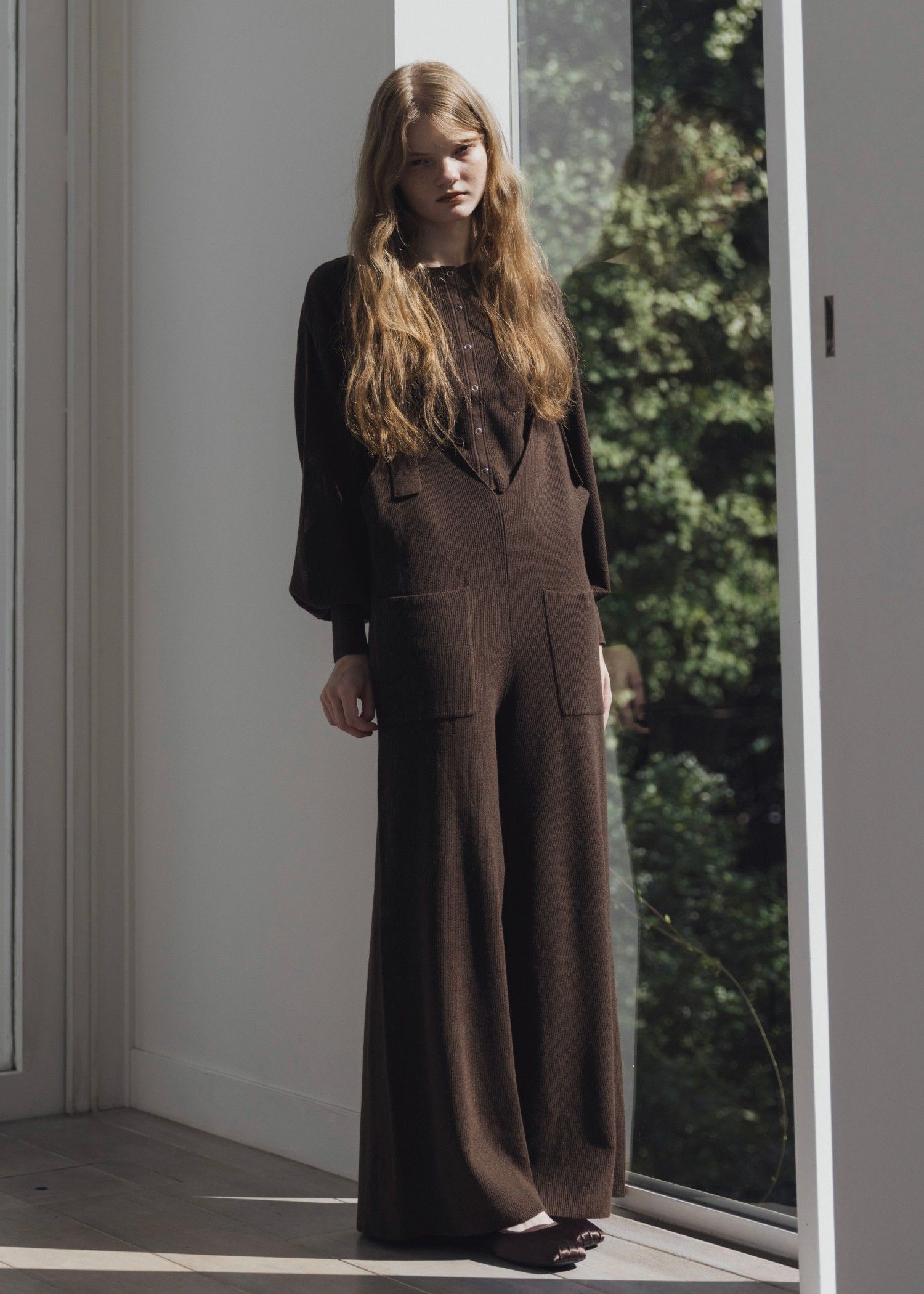 shoulder belt knit all-in-one