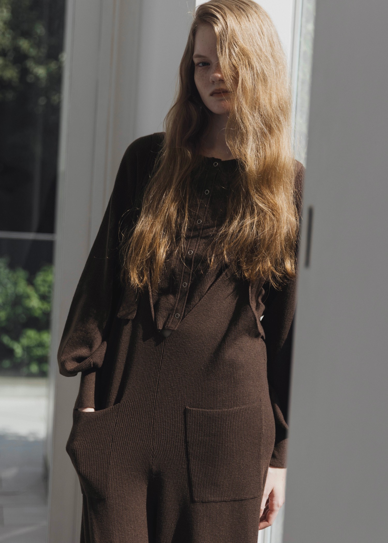 shoulder belt knit all-in-one