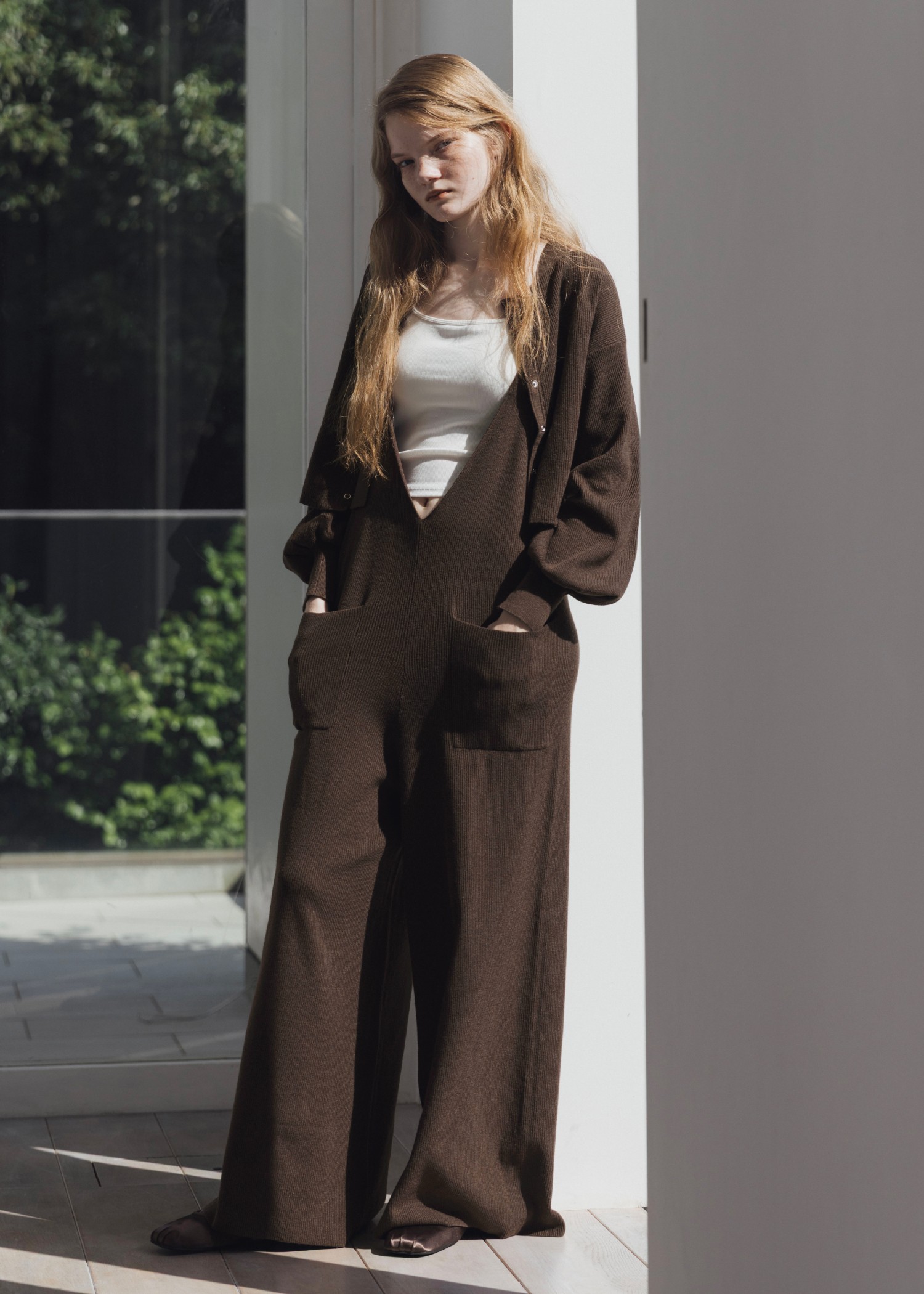 shoulder belt knit all-in-one