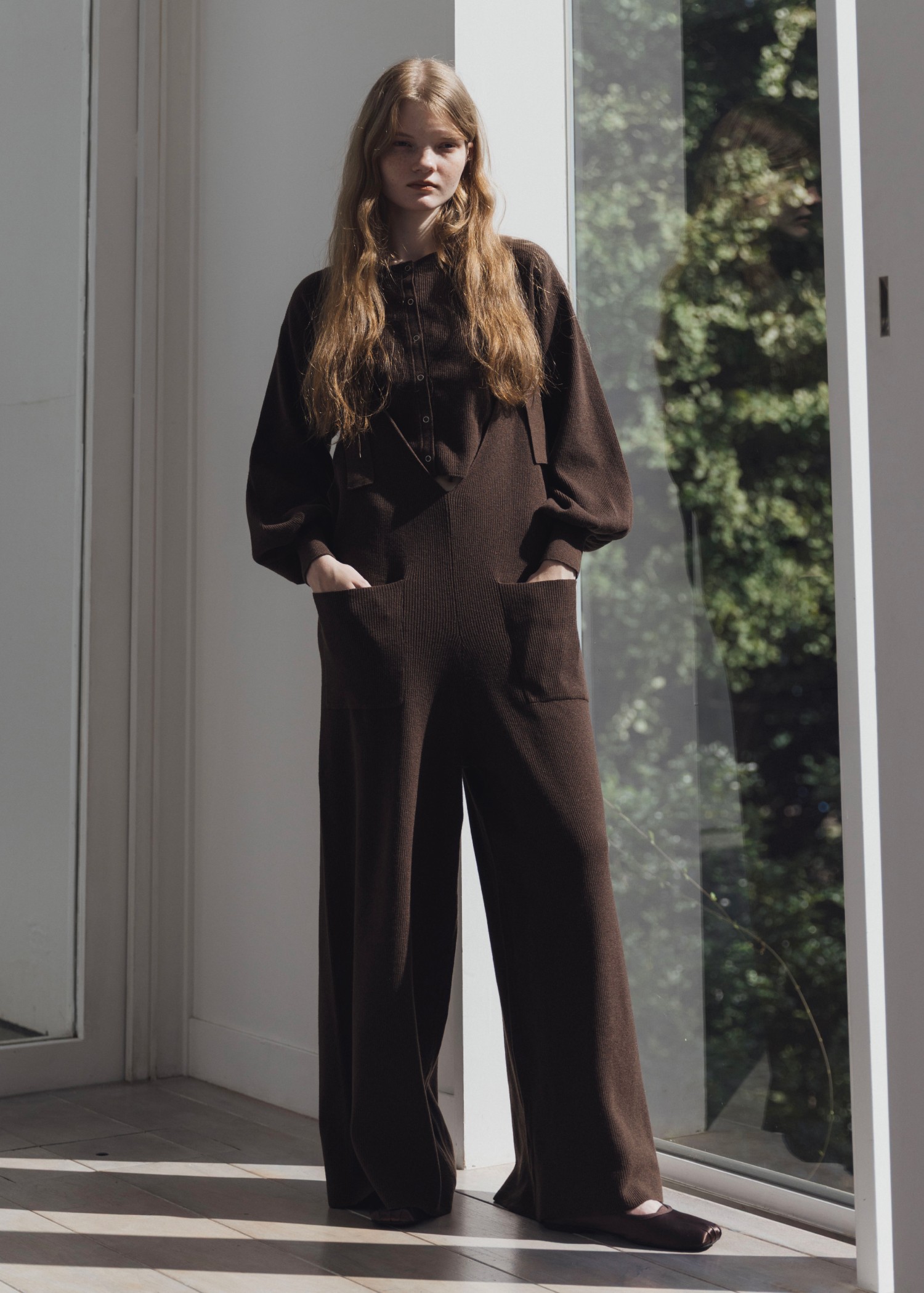 shoulder belt knit all-in-one