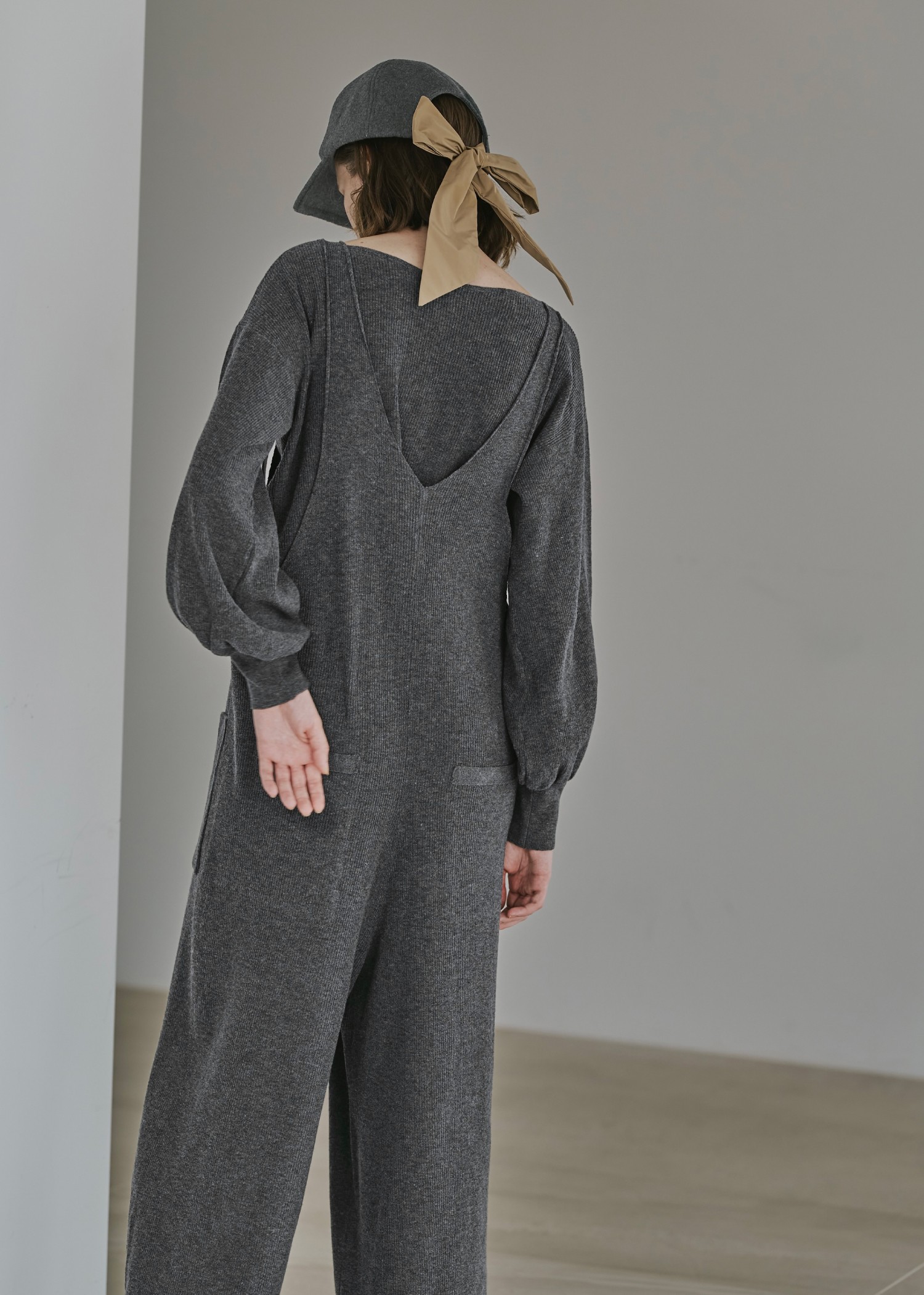 shoulder belt knit all-in-one