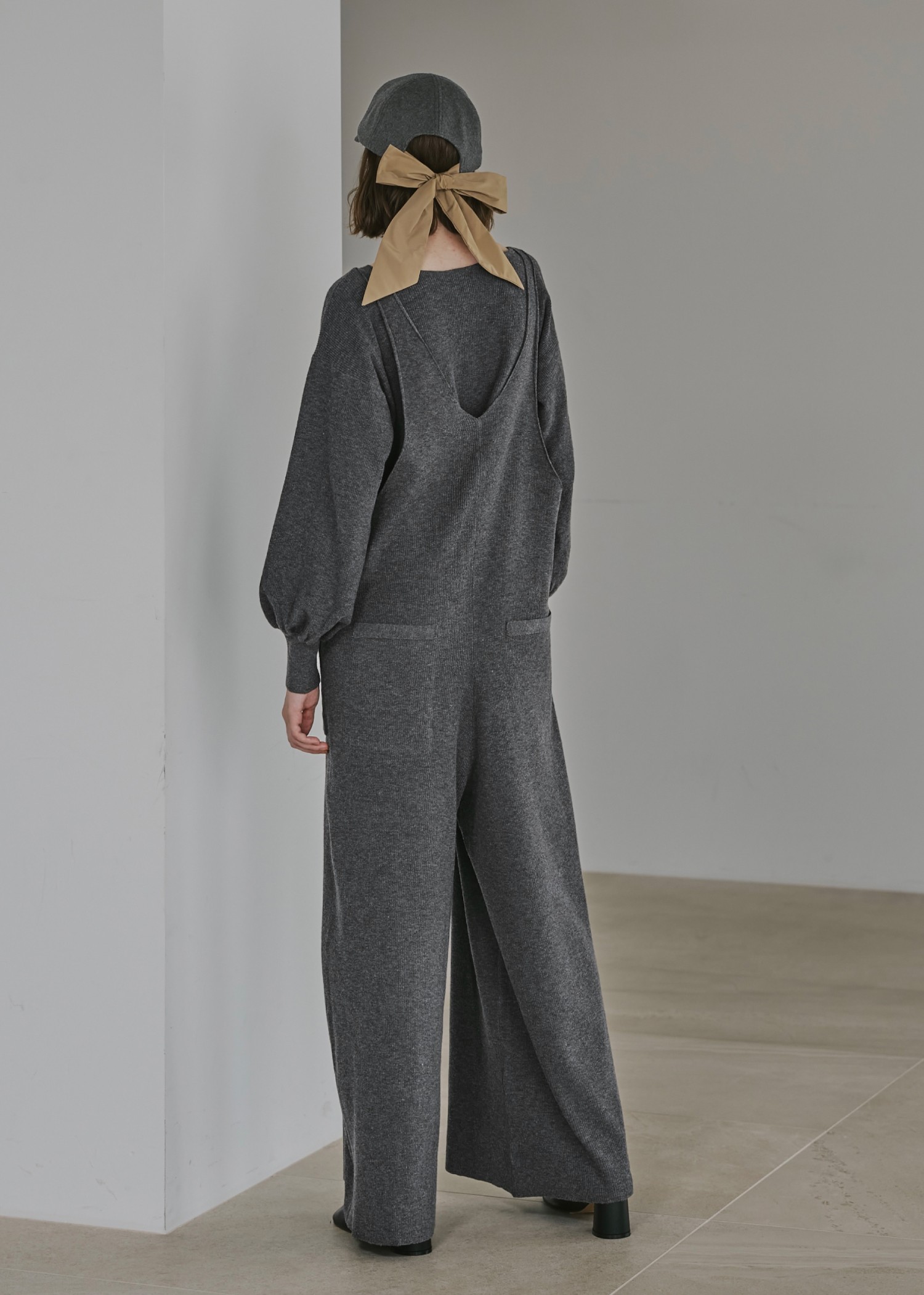 shoulder belt knit all-in-one