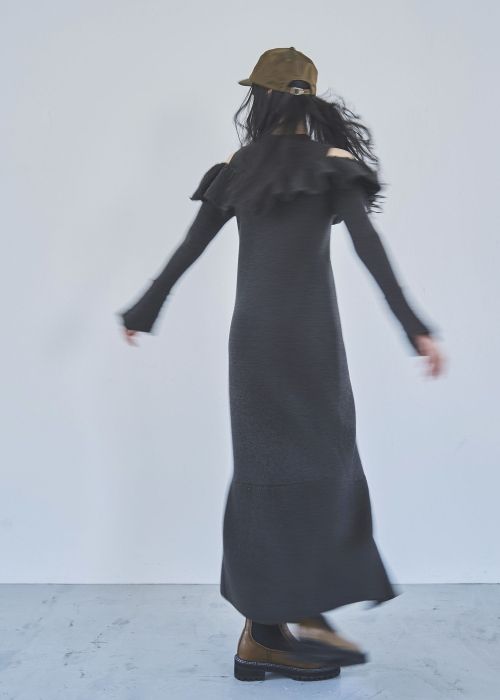 shoulder slit frill mermaid knit OP