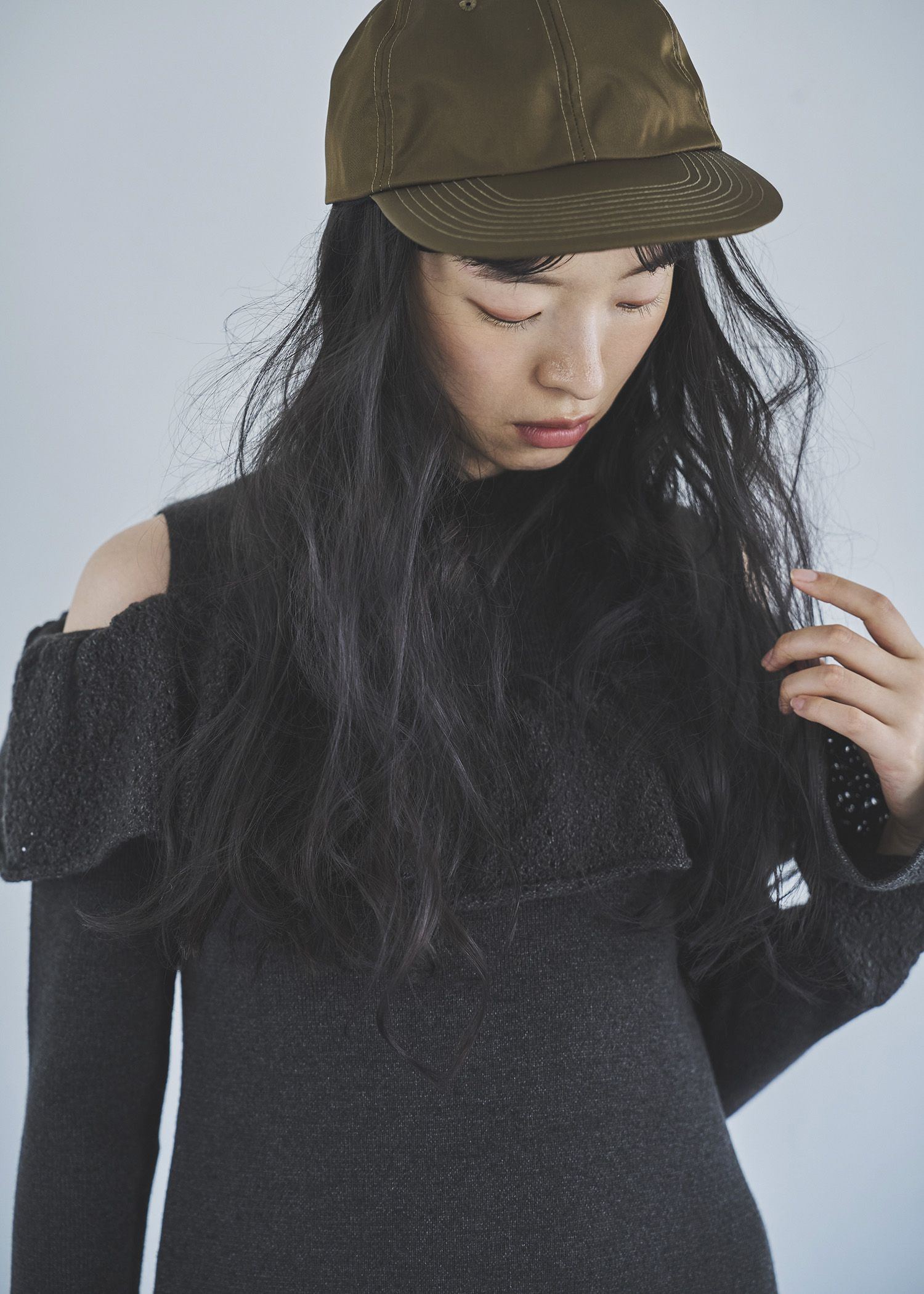 shoulder slit frill mermaid knit OP