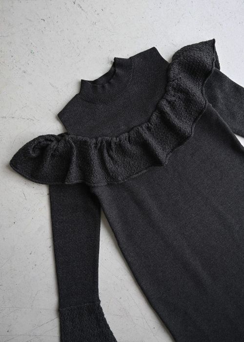 shoulder slit frill mermaid knit OP